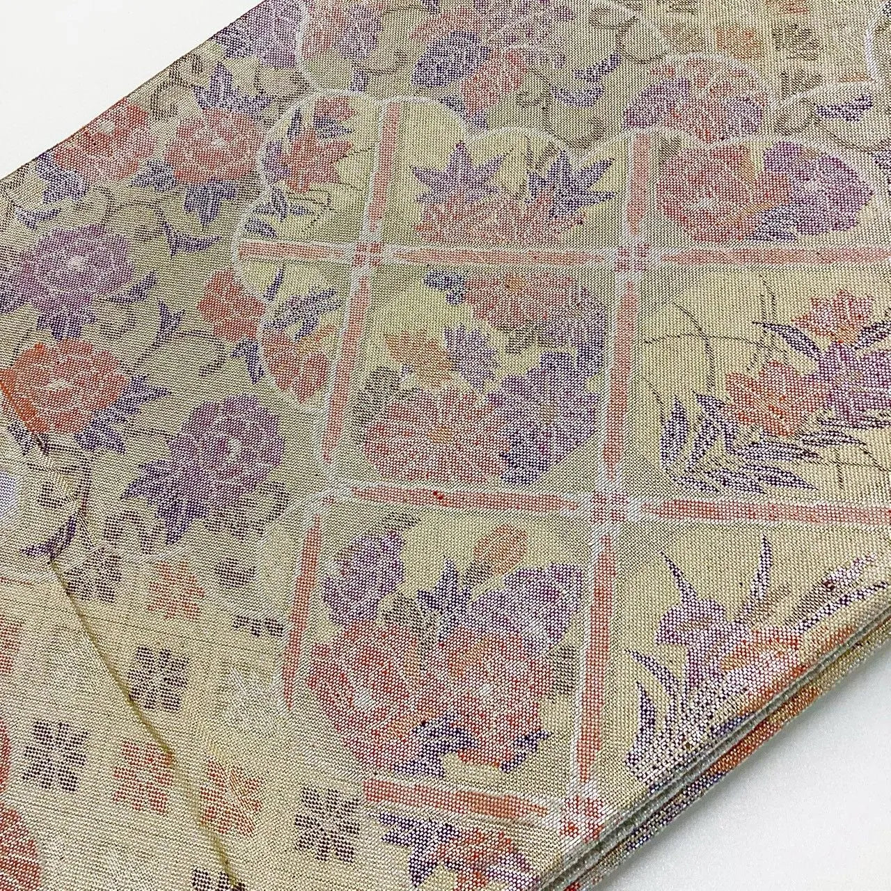 7241# Japanese Vintage Fukuro Obi Belt Kimono Fabric Silk Traditional