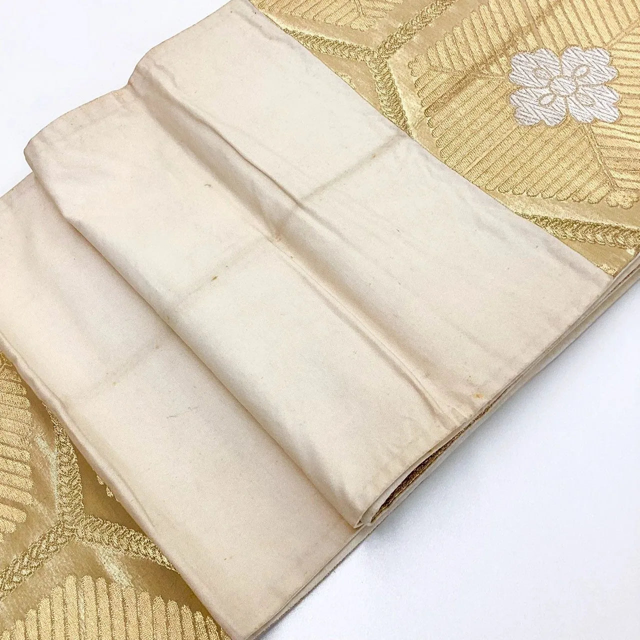 7242# Japanese Vintage Fukuro Obi Belt Kimono Fabric Silk Traditional Unfinished