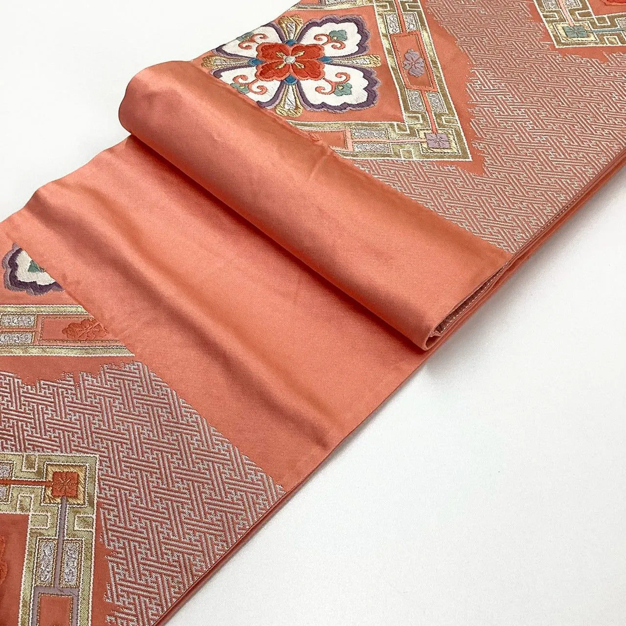 7243# Japanese Vintage Fukuro Obi Belt Kimono Fabric Silk Traditional Embroidery