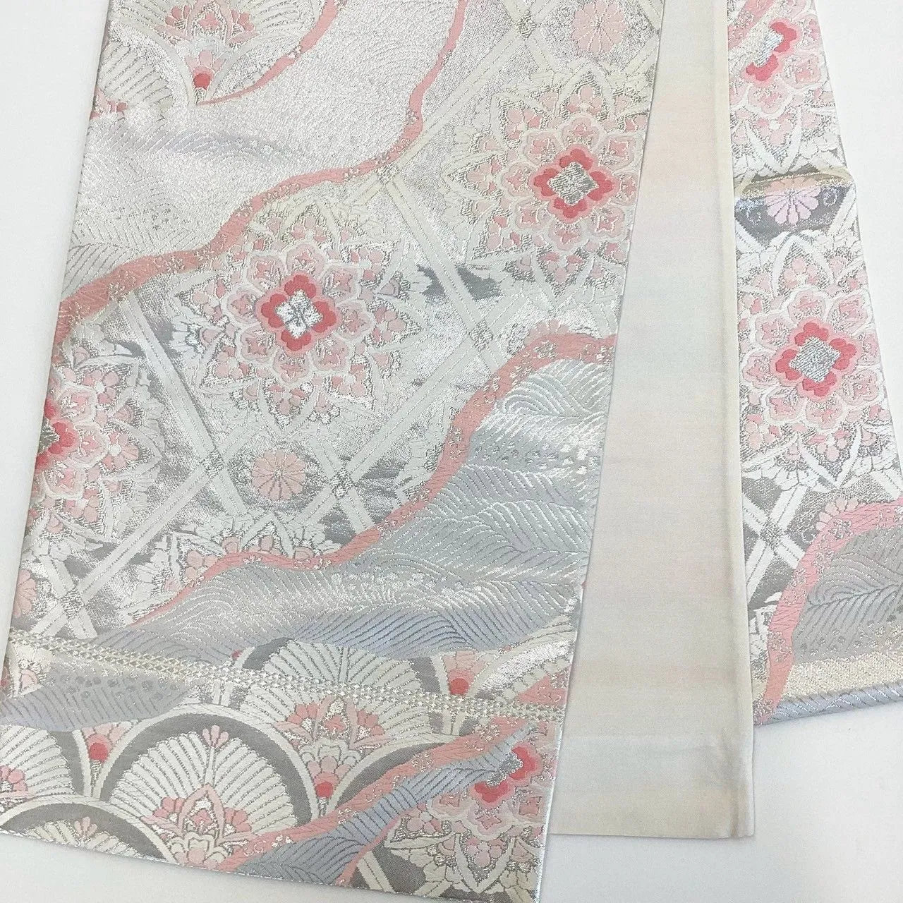 7244# Japanese Vintage Fukuro Obi Belt Kimono Fabric Silk Traditional Unfinished