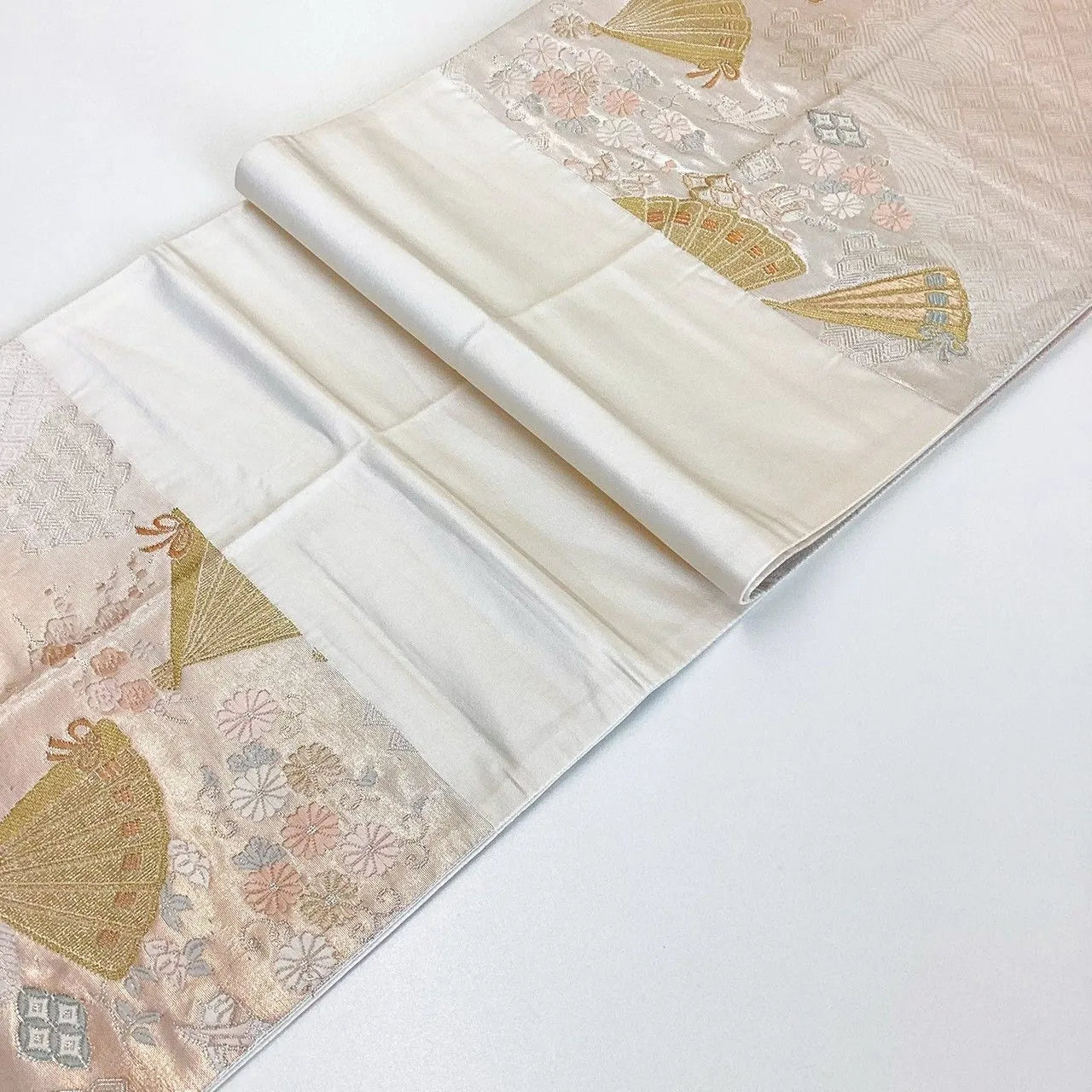 7246# Japanese Vintage Fukuro Obi Belt Kimono Fabric Silk Traditional