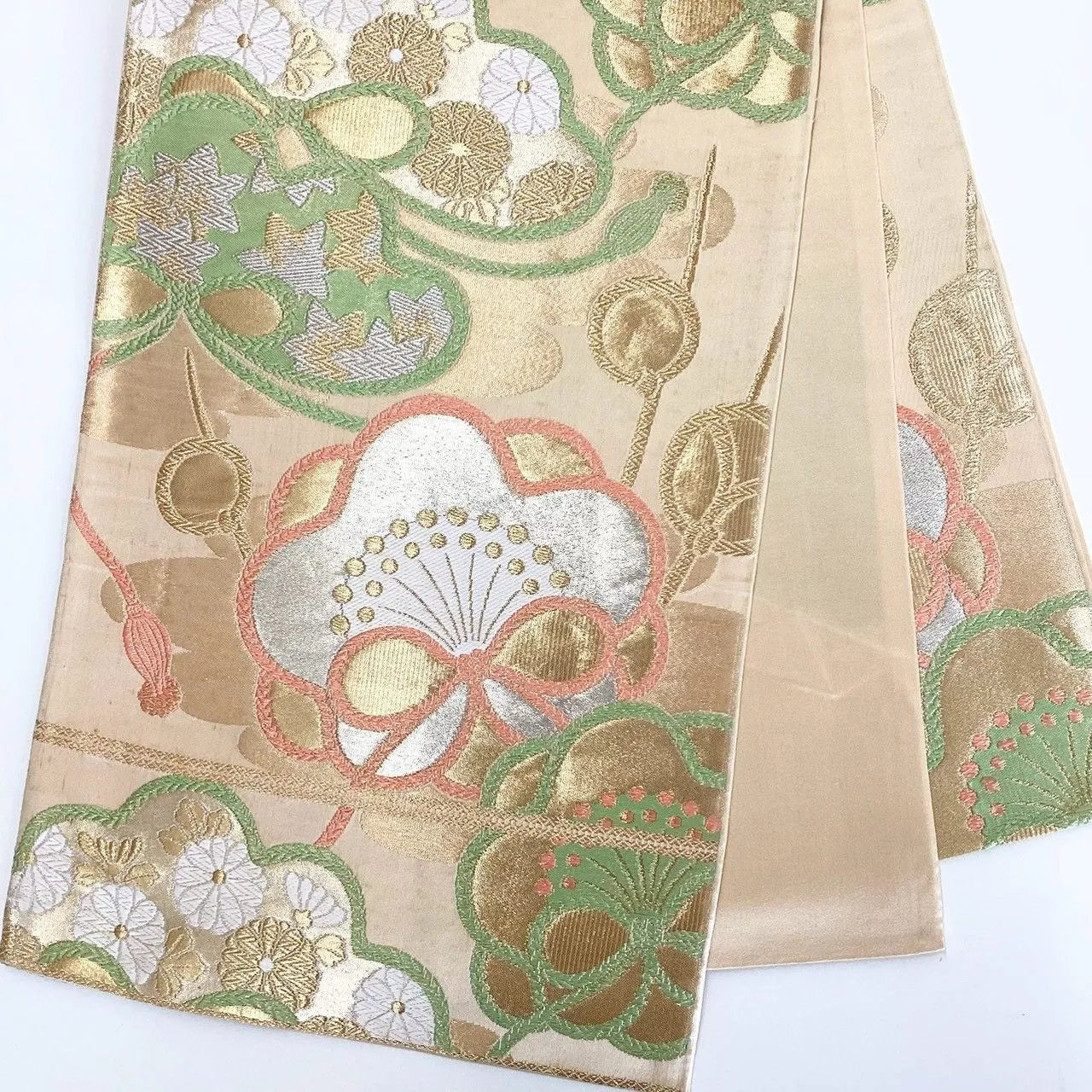 7248# Japanese Vintage Fukuro Obi Belt Kimono Fabric Silk Traditional Unfinished