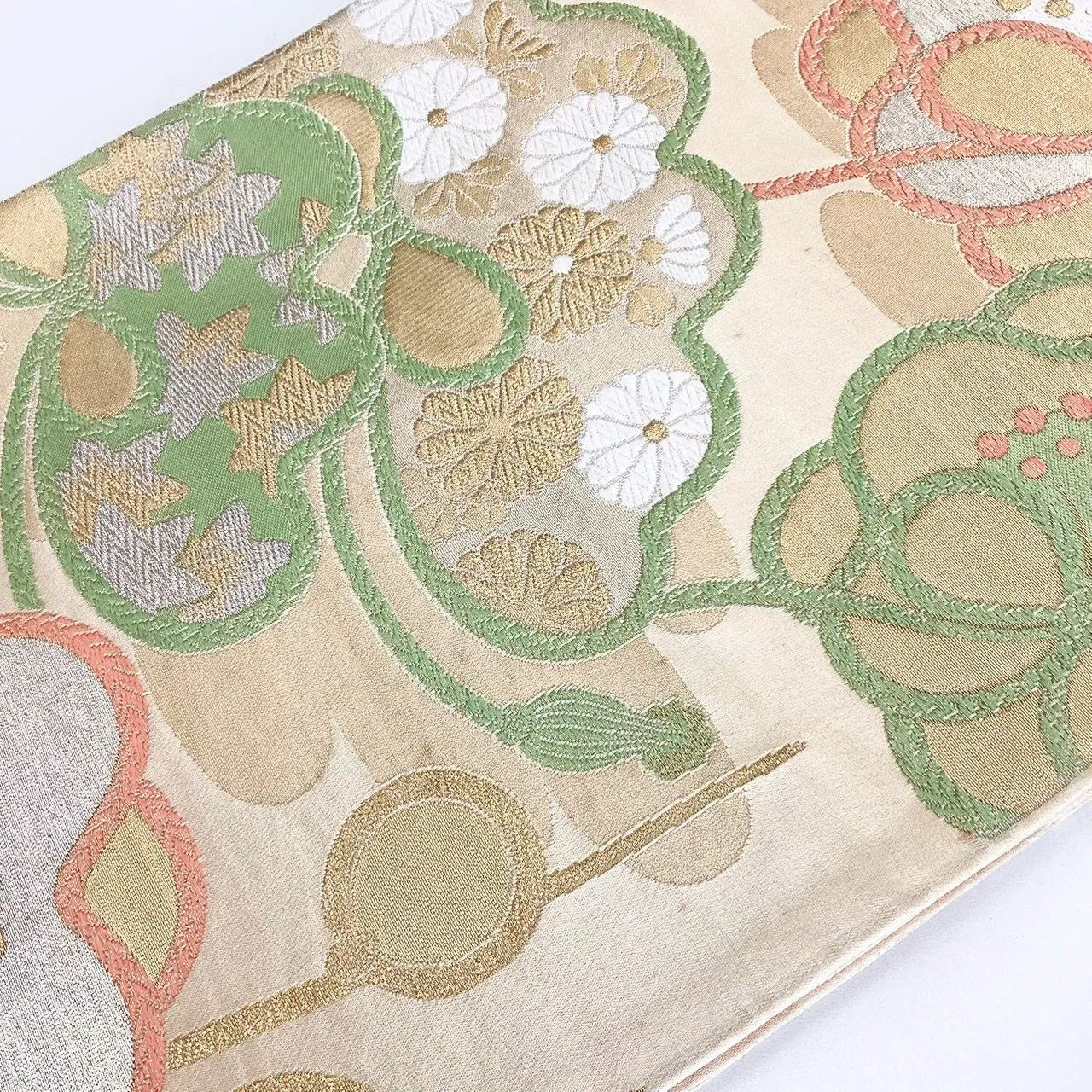 7248# Japanese Vintage Fukuro Obi Belt Kimono Fabric Silk Traditional Unfinished