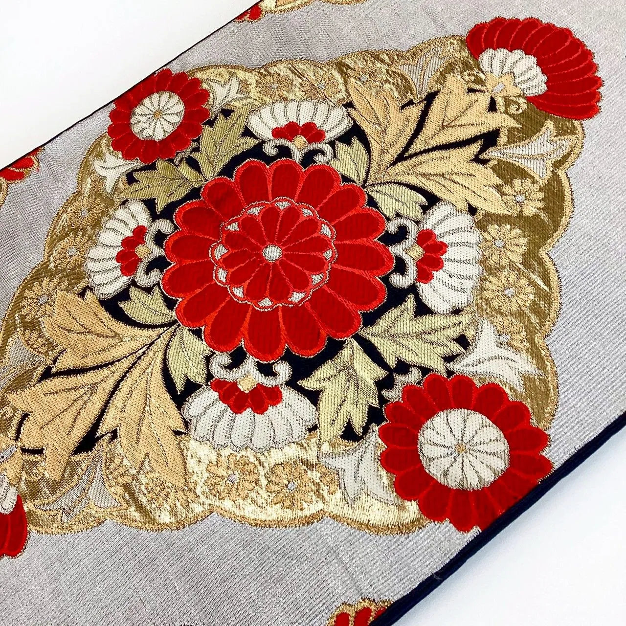 7249# Japanese Vintage Fukuro Obi Belt Kimono Fabric Silk Traditional Unfinished
