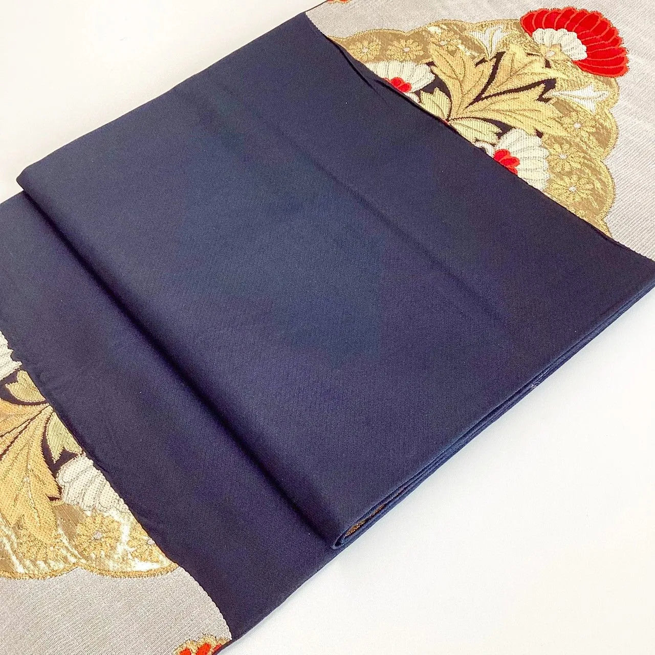 7249# Japanese Vintage Fukuro Obi Belt Kimono Fabric Silk Traditional Unfinished