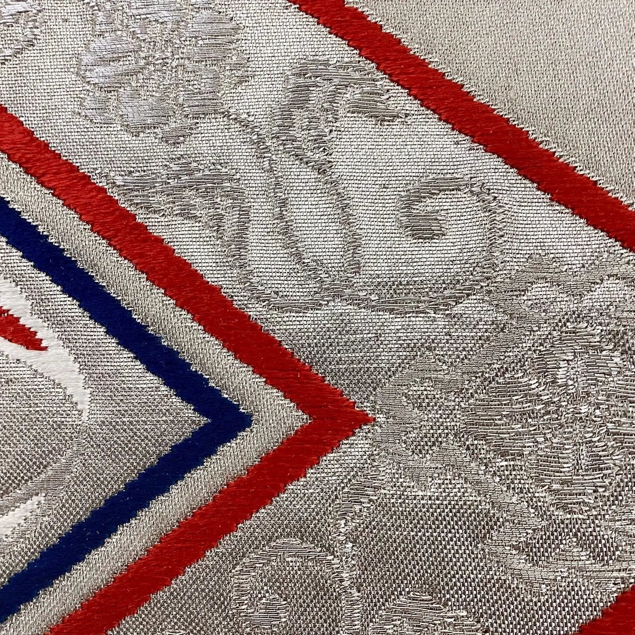 7252# Japanese Vintage Fukuro Obi Belt Kimono Fabric Silk Traditional Silver