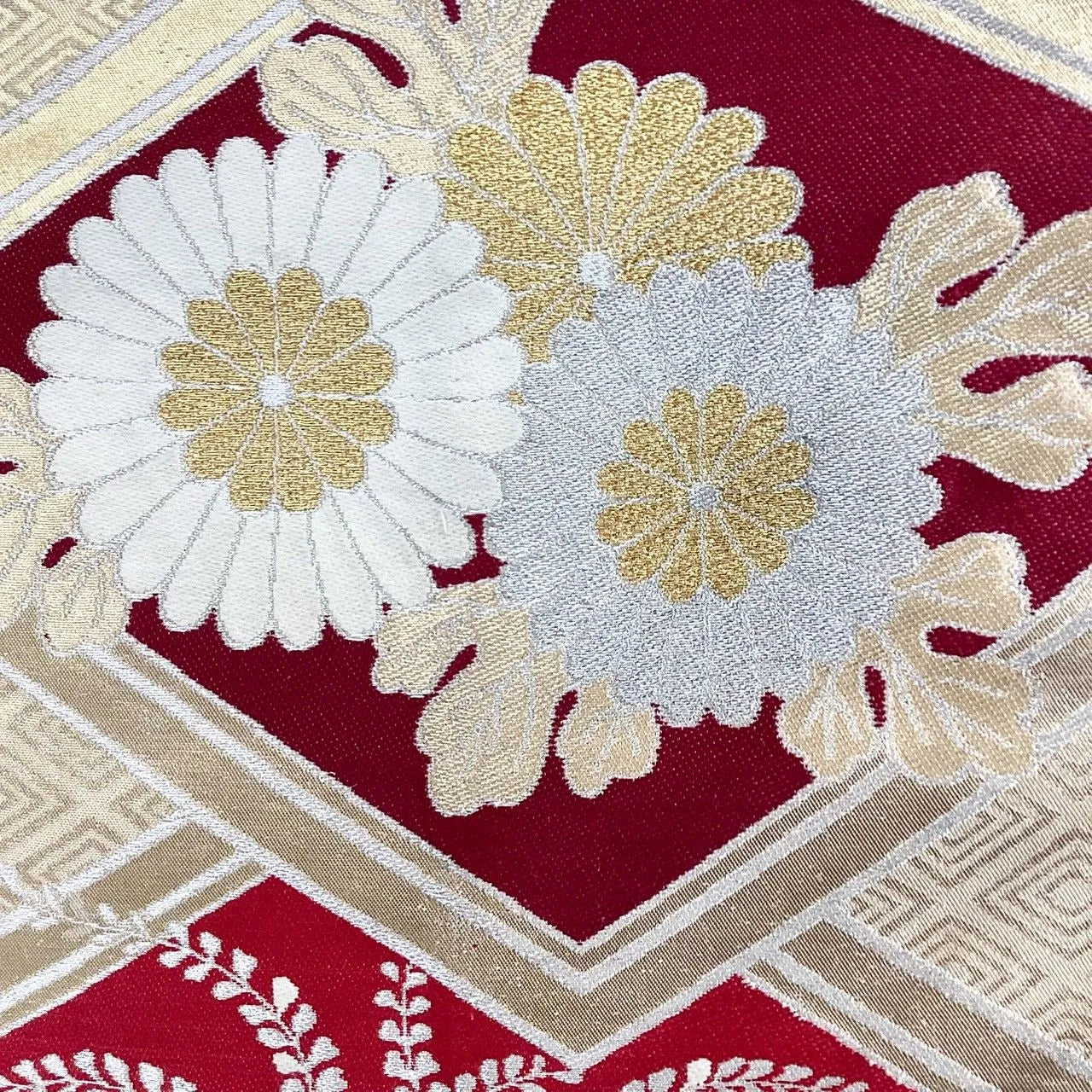 7254# Japanese Vintage Fukuro Obi Belt Kimono Fabric Silk Traditional Gold