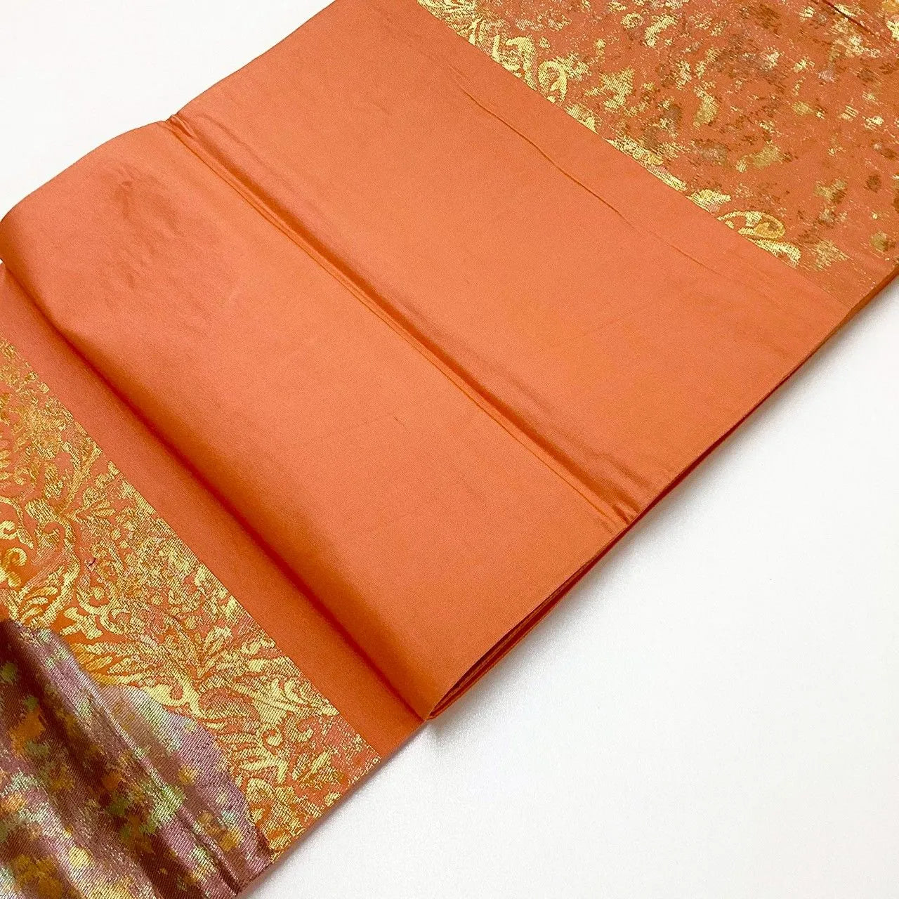 7257# Japanese Vintage Fukuro Obi Belt Kimono Fabric Silk Traditional Gold