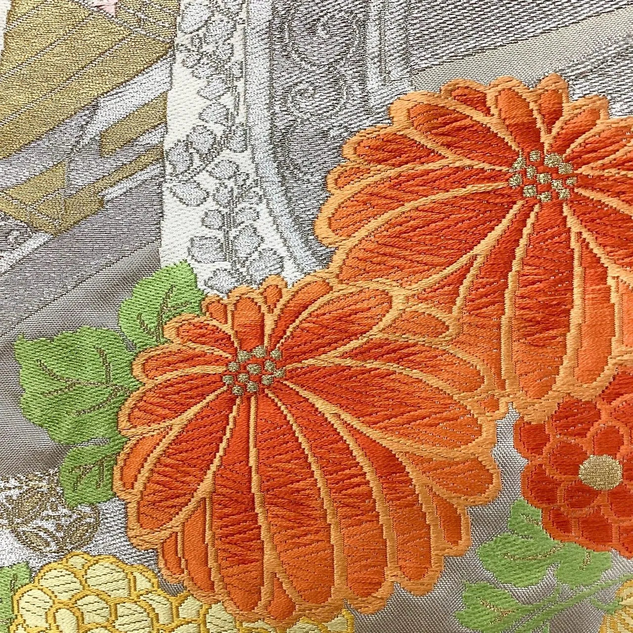 7258# Japanese Vintage Fukuro Obi Belt Kimono Fabric Silk Traditional Unfinished