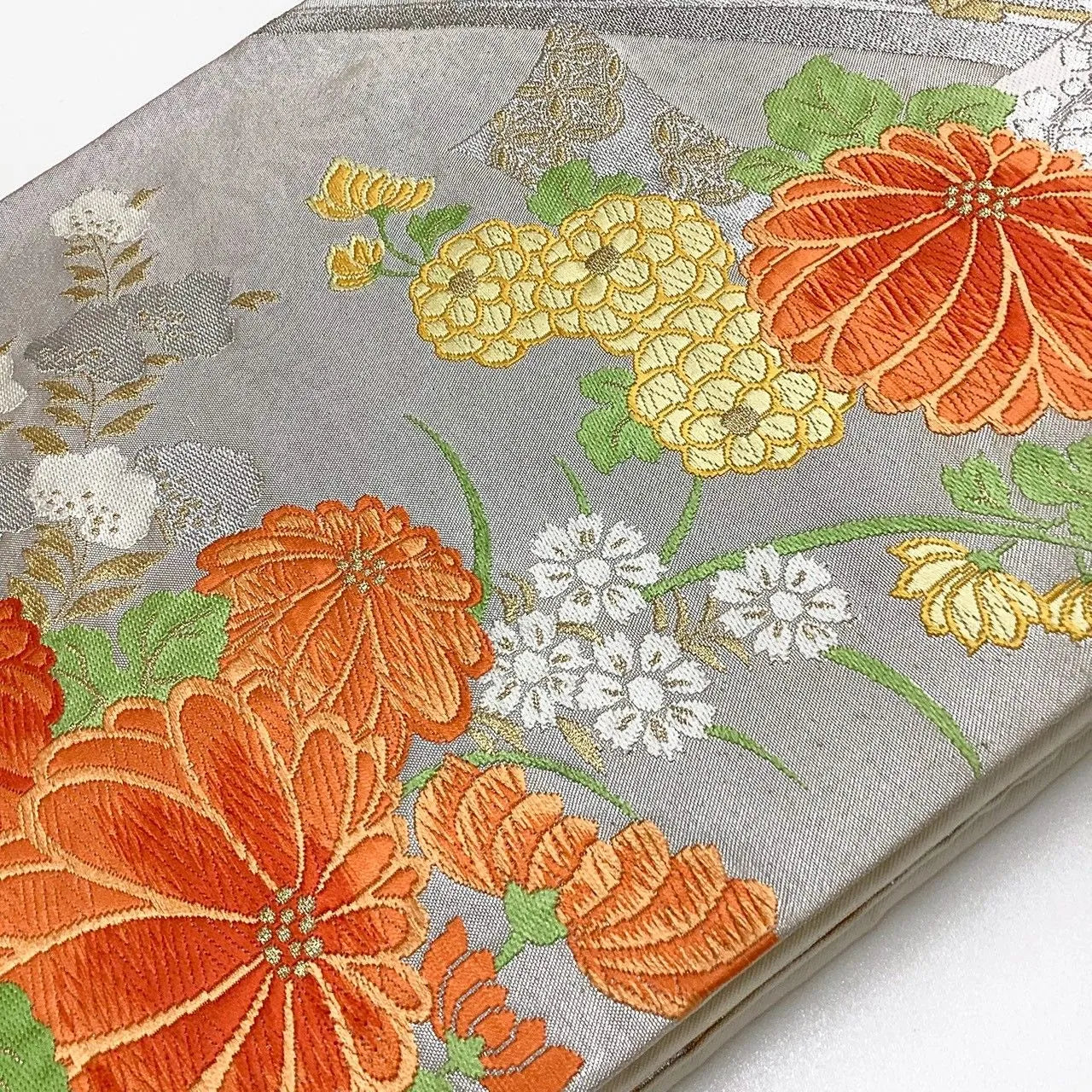 7258# Japanese Vintage Fukuro Obi Belt Kimono Fabric Silk Traditional Unfinished