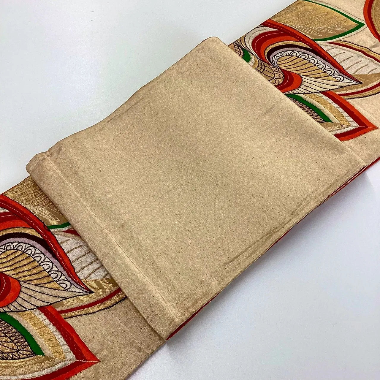 7259# Japanese Vintage Fukuro Obi Belt Kimono Fabric Silk Traditional Gold