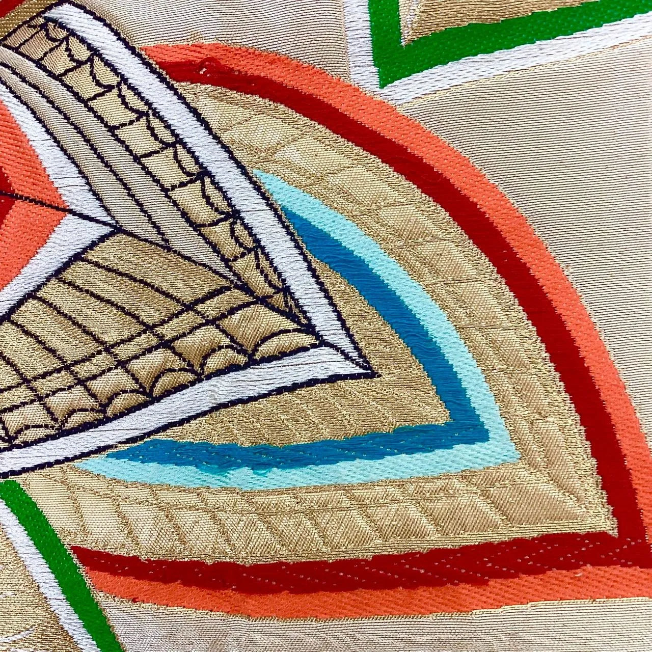 7259# Japanese Vintage Fukuro Obi Belt Kimono Fabric Silk Traditional Gold