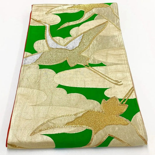 7240# Japanese Vintage Fukuro Obi Belt Kimono Fabric Silk Traditional Embroidery