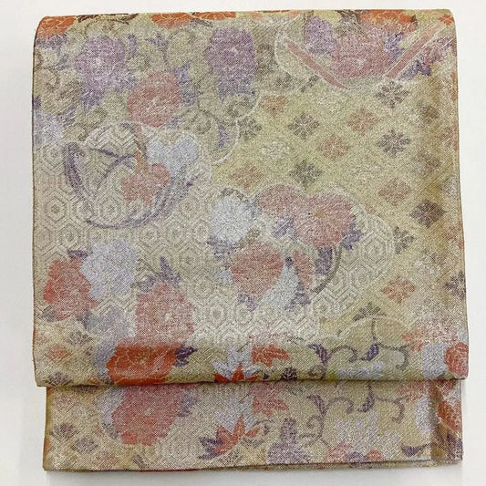 7241# Japanese Vintage Fukuro Obi Belt Kimono Fabric Silk Traditional
