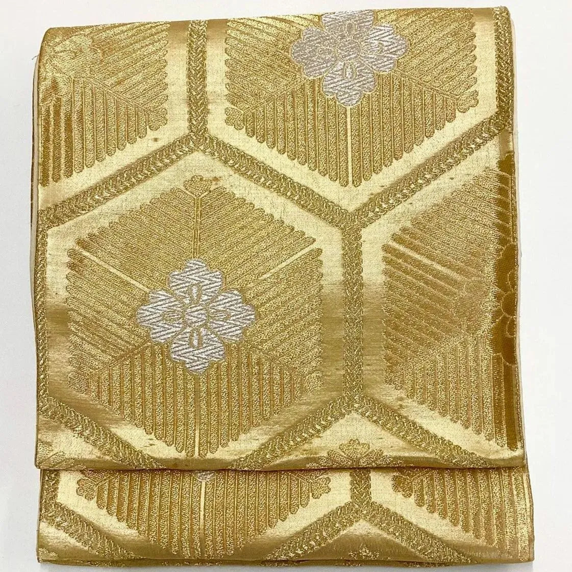 7242# Japanese Vintage Fukuro Obi Belt Kimono Fabric Silk Traditional Unfinished