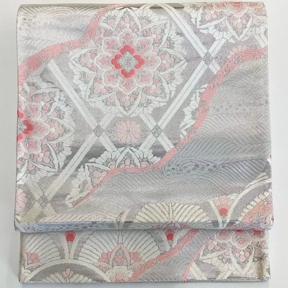 7244# Japanese Vintage Fukuro Obi Belt Kimono Fabric Silk Traditional Unfinished