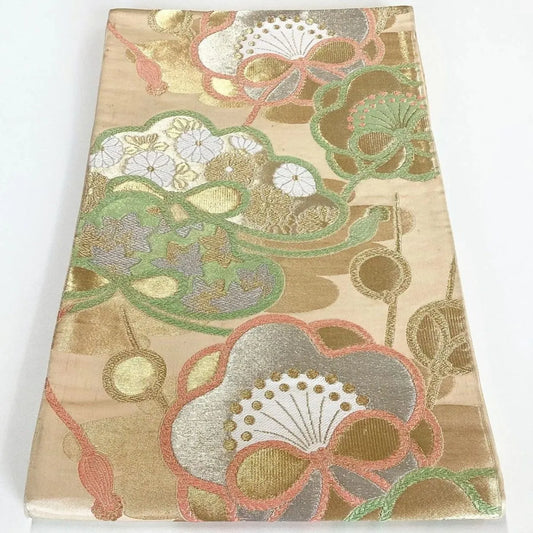 7248# Japanese Vintage Fukuro Obi Belt Kimono Fabric Silk Traditional Unfinished