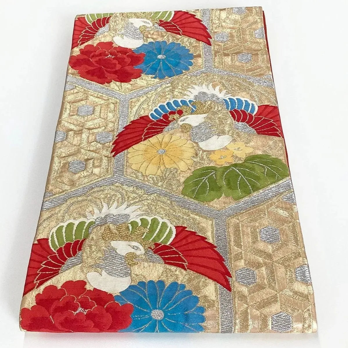 7251# Japanese Vintage Fukuro Obi Belt Kimono Fabric Silk Traditional