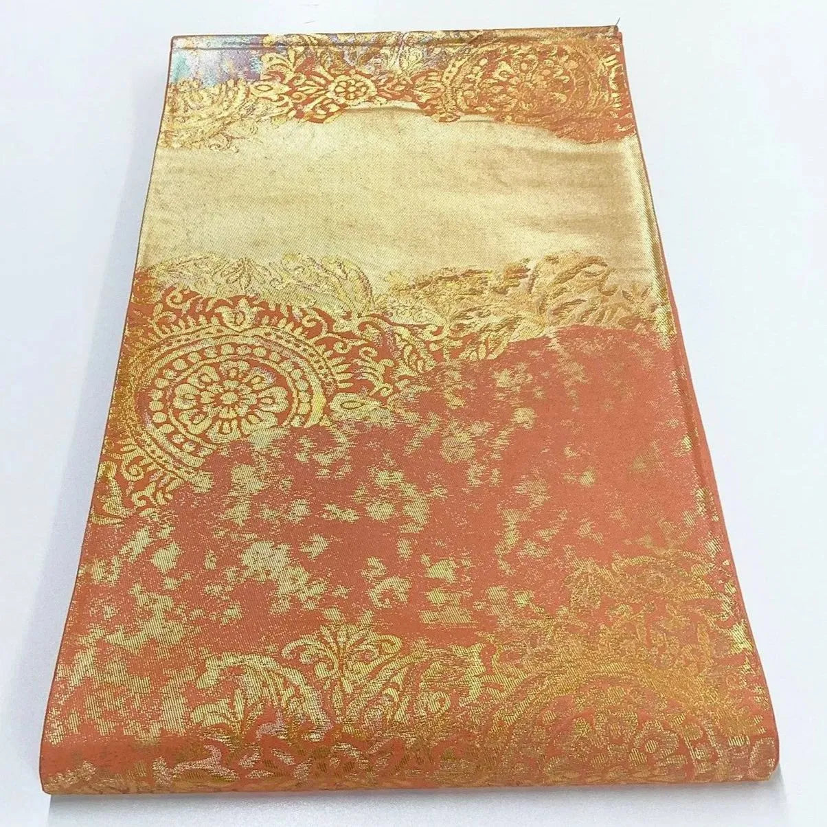 7257# Japanese Vintage Fukuro Obi Belt Kimono Fabric Silk Traditional Gold