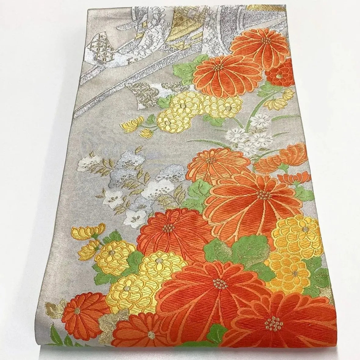 7258# Japanese Vintage Fukuro Obi Belt Kimono Fabric Silk Traditional Unfinished