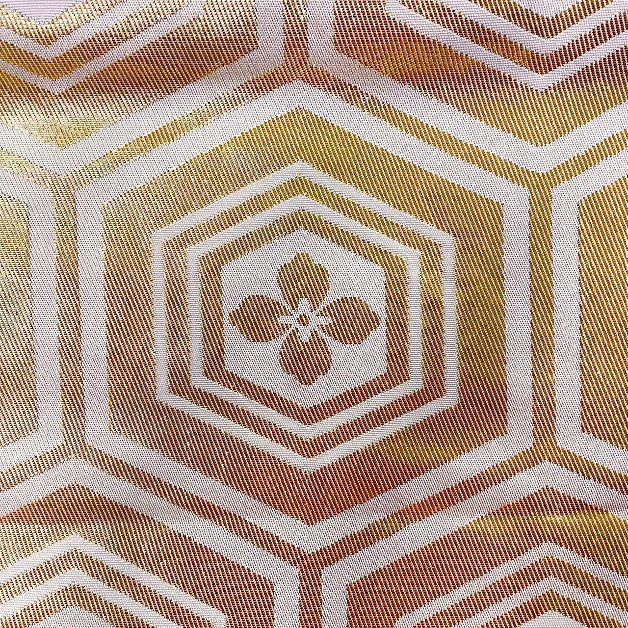 7260# Japanese Vintage Fukuro Obi Belt Kimono Fabric Silk Traditional Gold