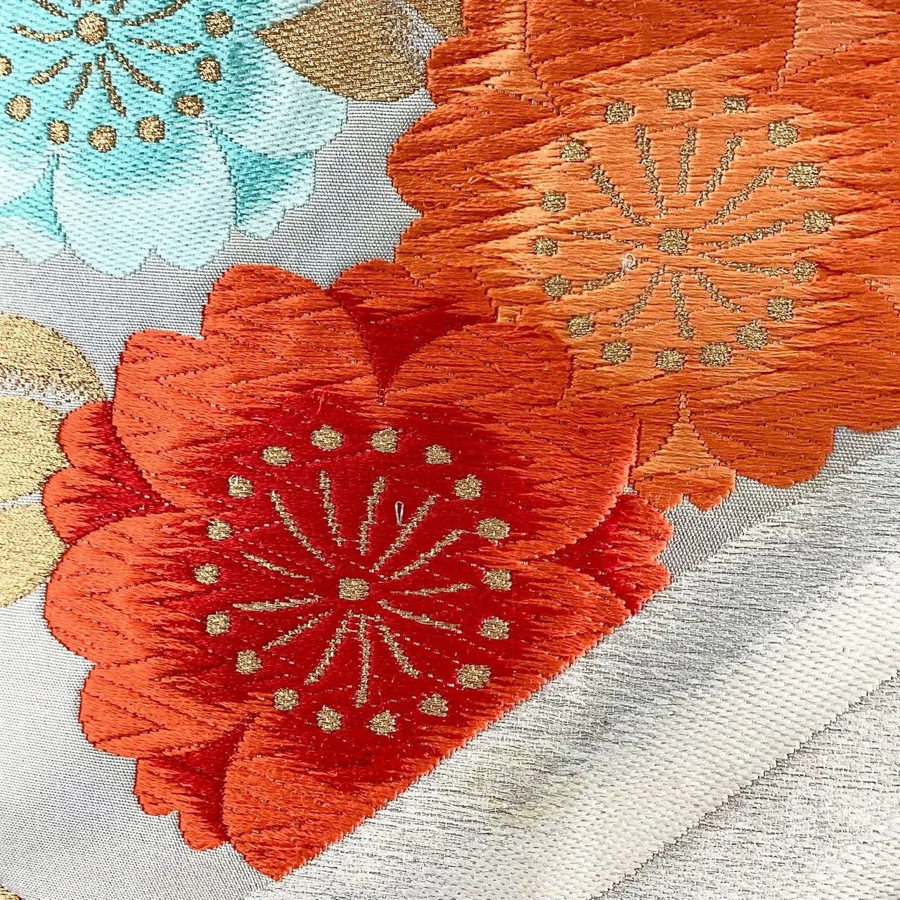 7261# Japanese Vintage Fukuro Obi Belt Kimono Fabric Silk Traditional Embroidery