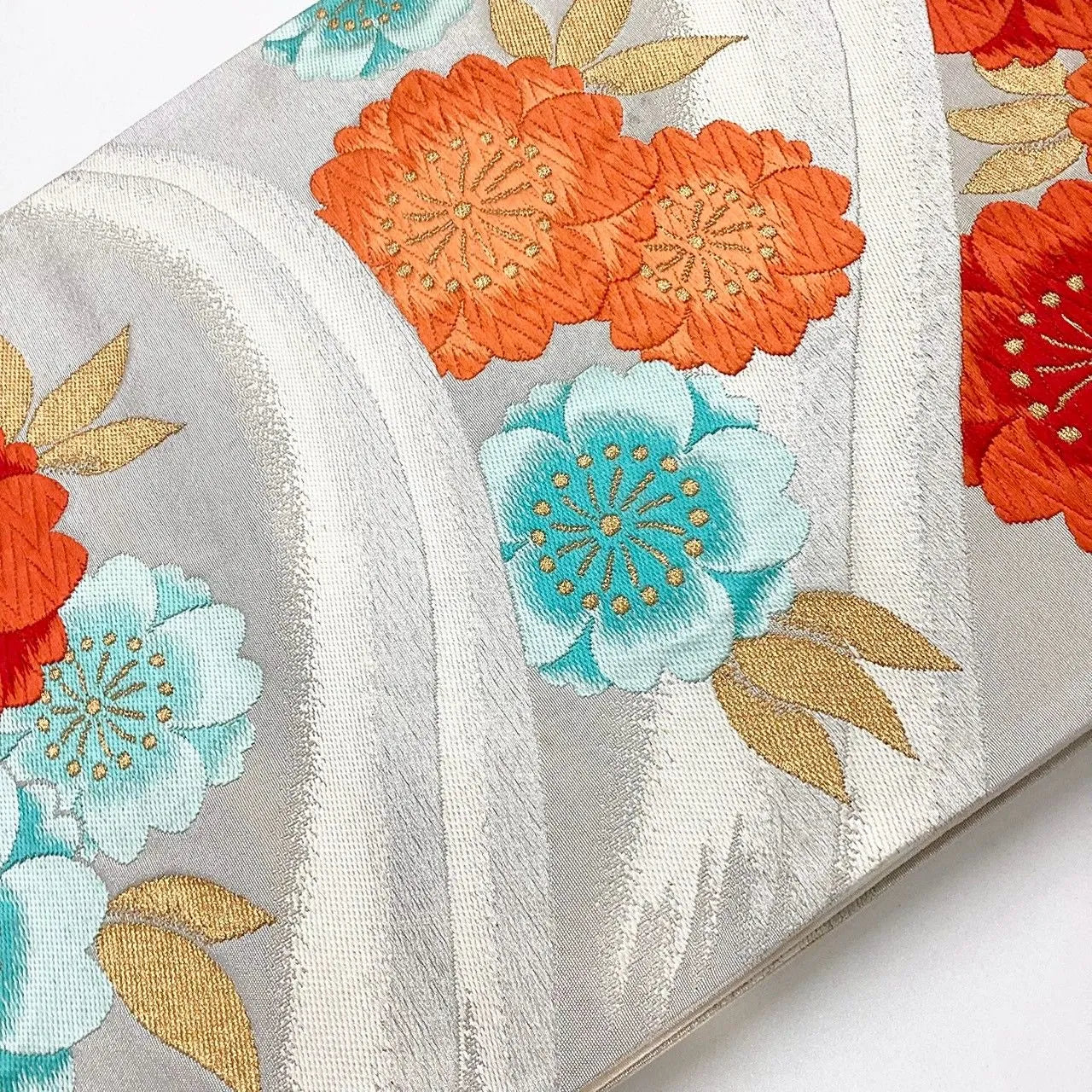 7261# Japanese Vintage Fukuro Obi Belt Kimono Fabric Silk Traditional Embroidery