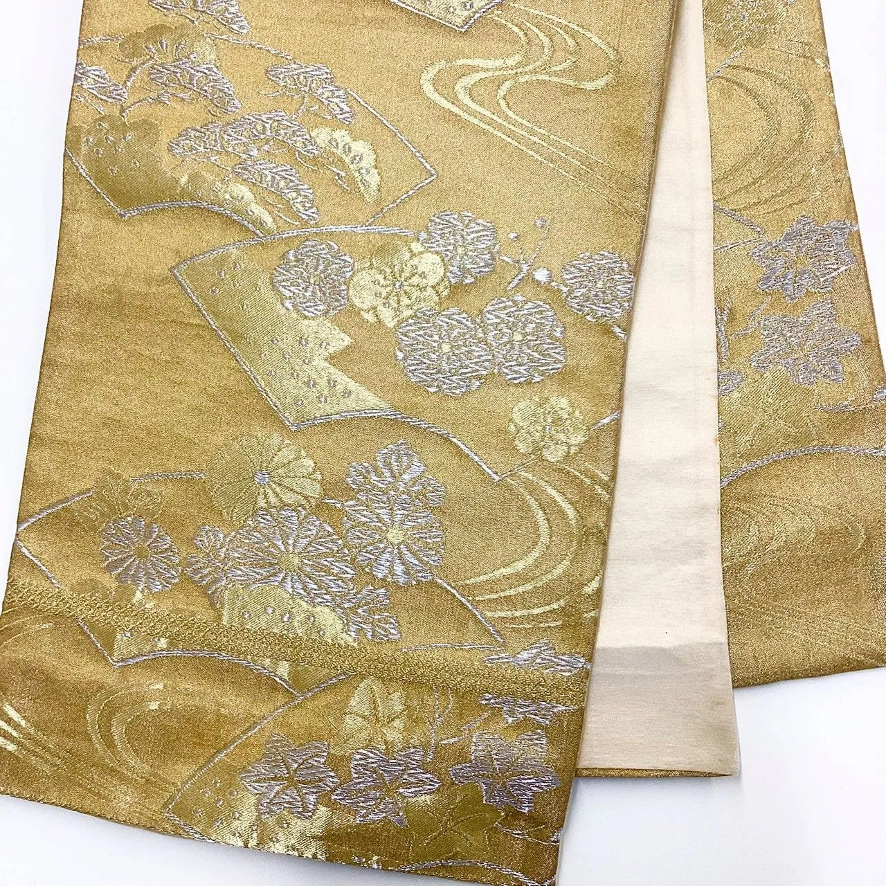 7270# Japanese Vintage Fukuro Obi Belt Kimono Fabric Silk Traditional Unfinished