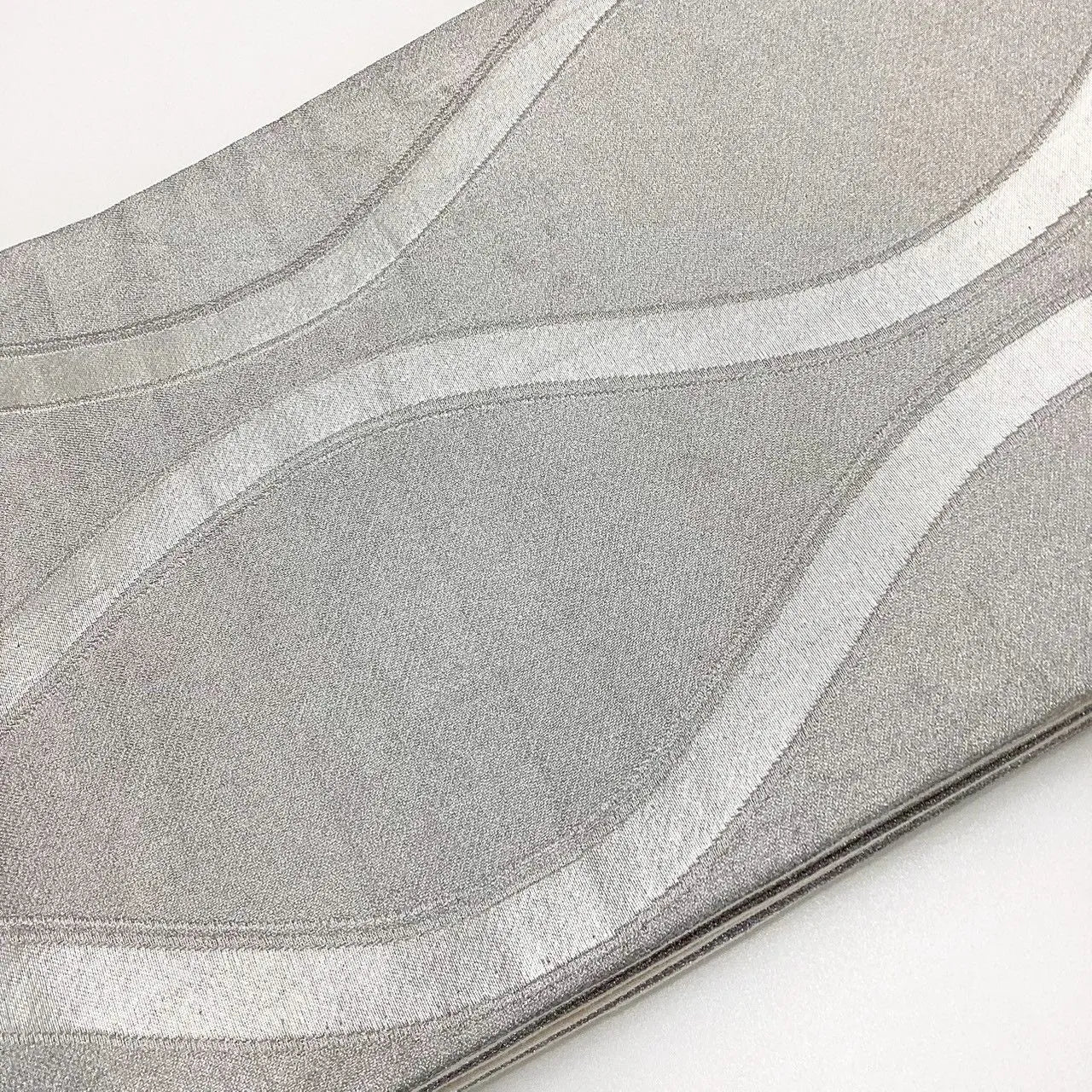 7271# Japanese Vintage Fukuro Obi Belt Kimono Fabric Silk Traditional Silver