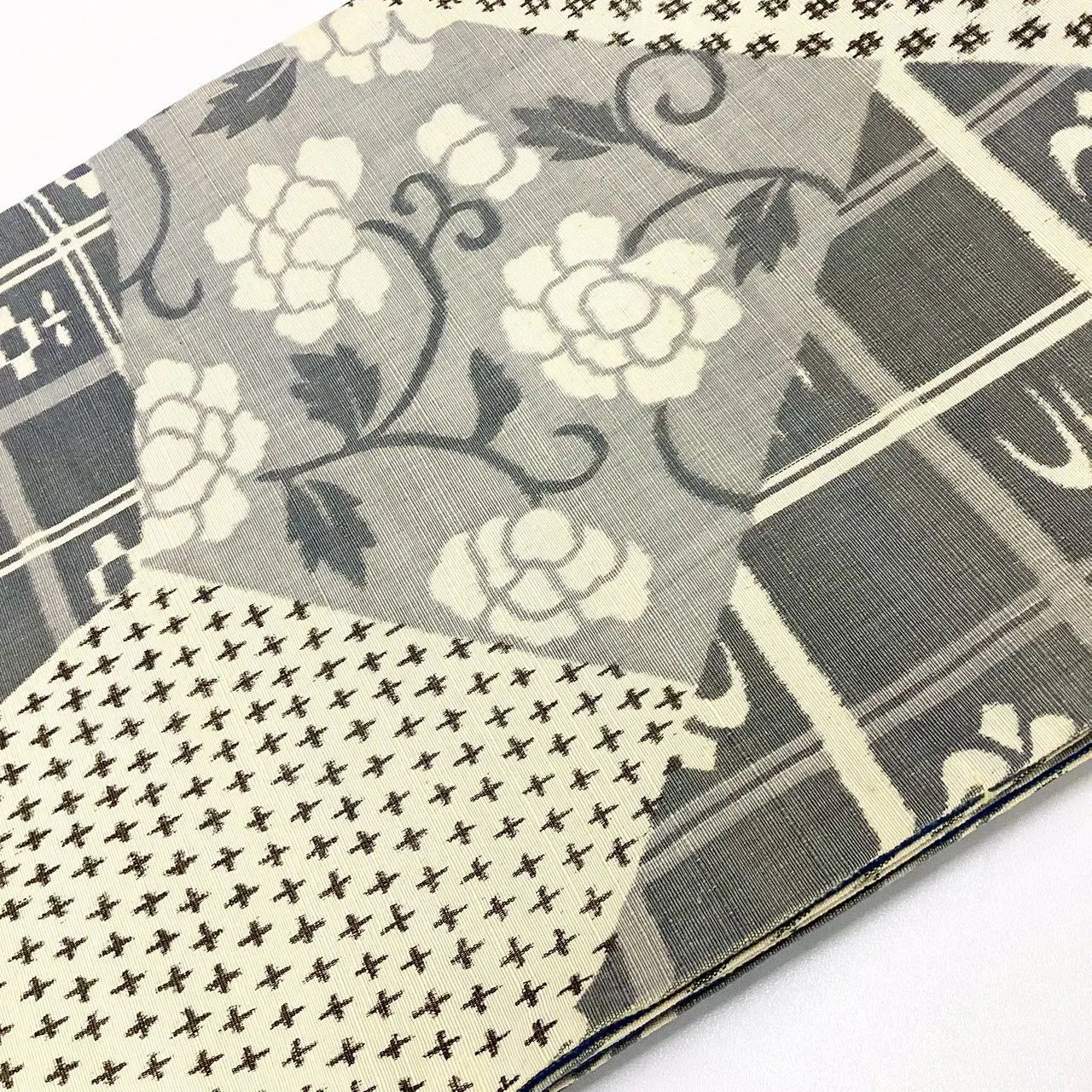 7273# Japanese Vintage Fukuro Obi Belt Kimono Fabric Silk All-over pattern　