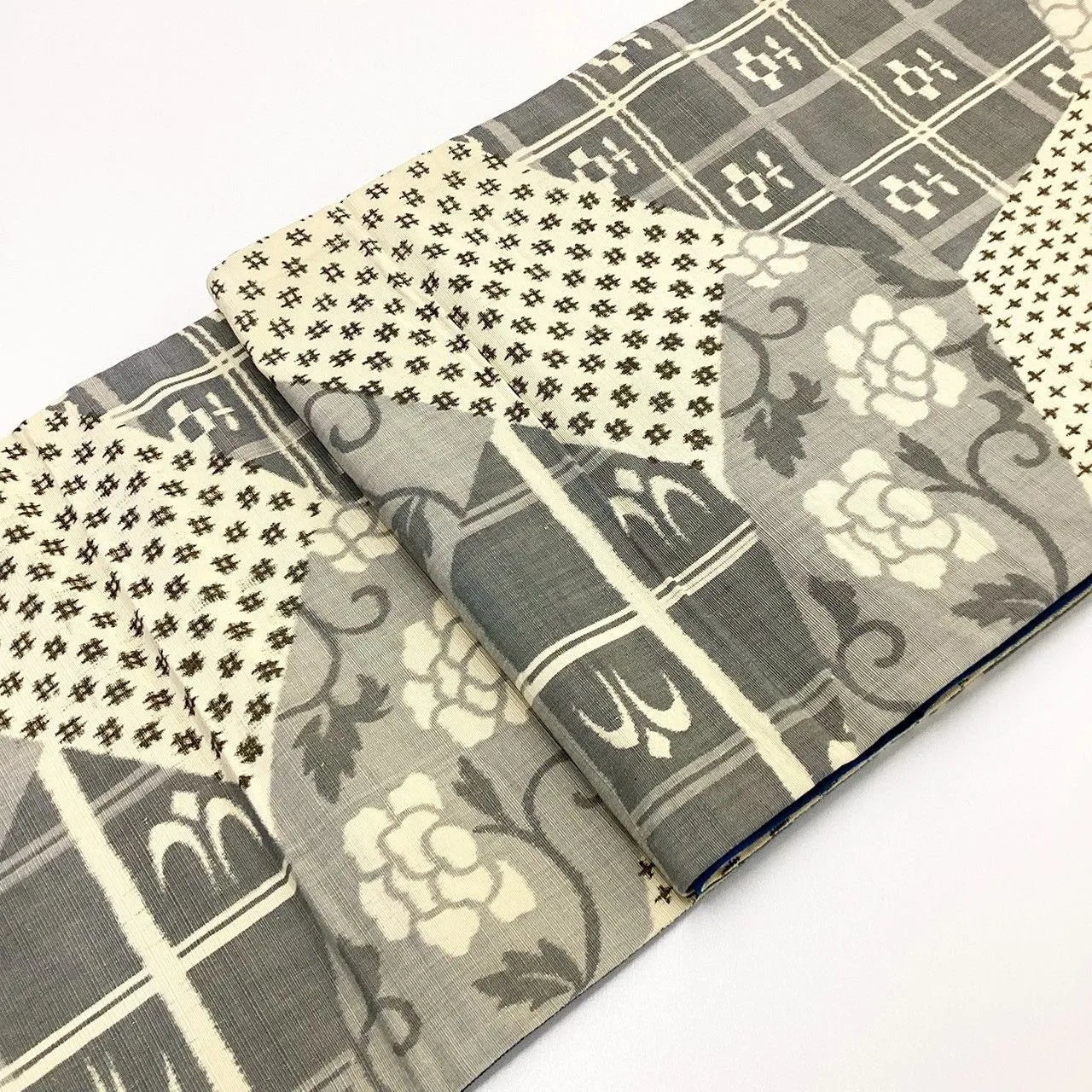 7273# Japanese Vintage Fukuro Obi Belt Kimono Fabric Silk All-over pattern　