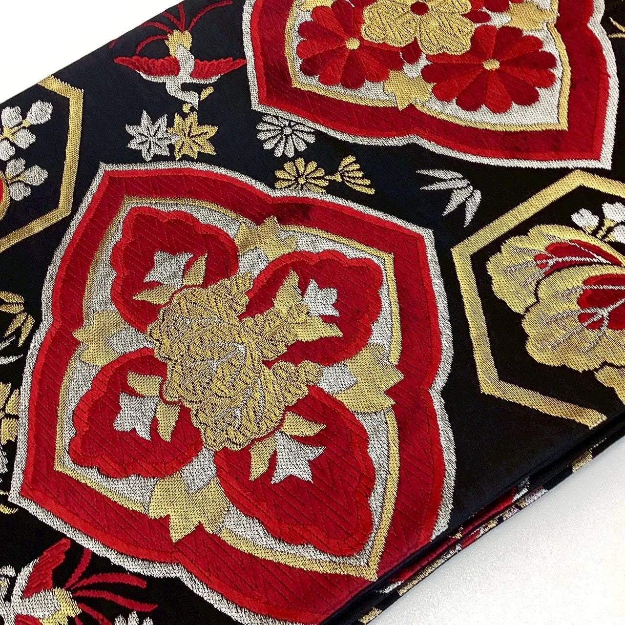 7276# Japanese Vintage Fukuro Obi Belt Kimono Fabric Silk Traditional Unfinished