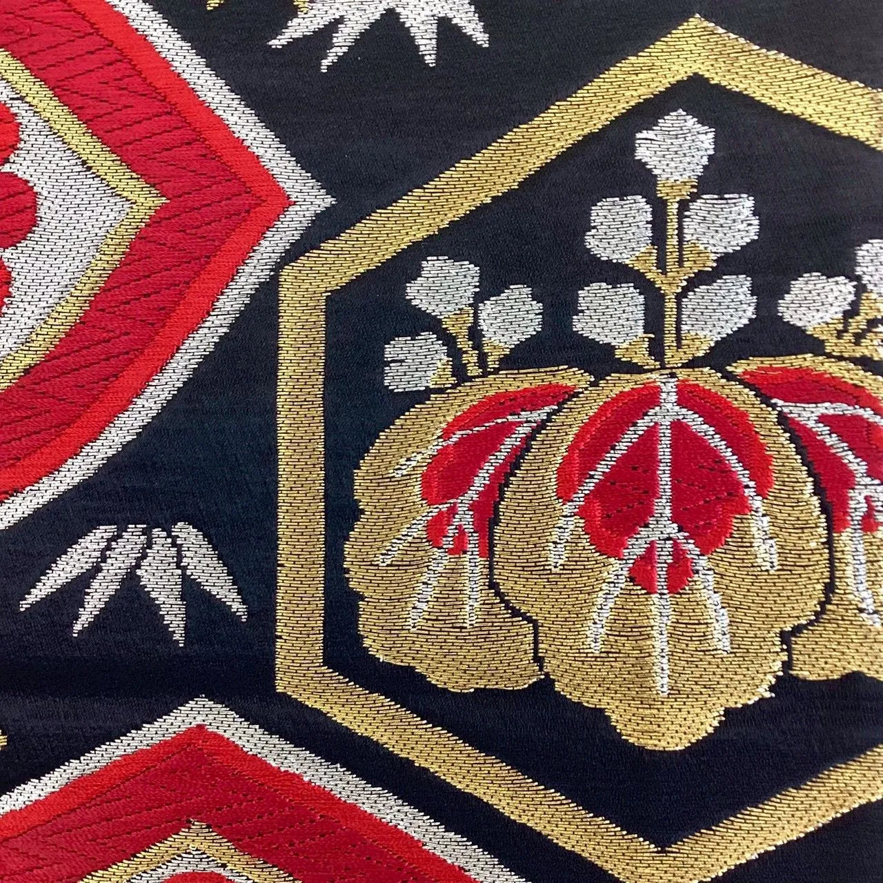 7276# Japanese Vintage Fukuro Obi Belt Kimono Fabric Silk Traditional Unfinished