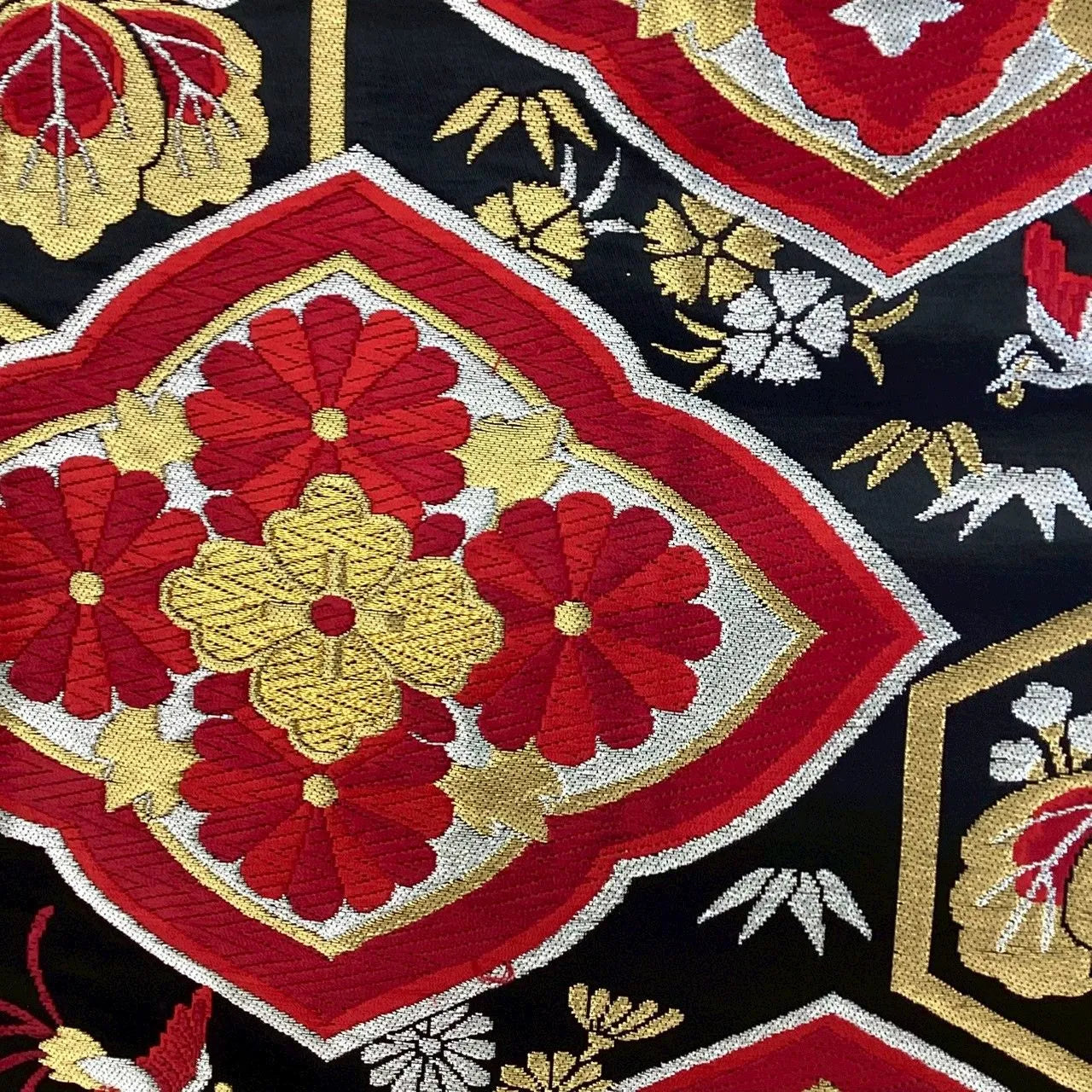7276# Japanese Vintage Fukuro Obi Belt Kimono Fabric Silk Traditional Unfinished