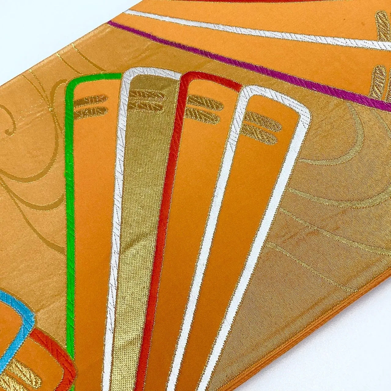 7279# Japanese Vintage Fukuro Obi Belt Kimono Fabric Silk Traditional Embroidery