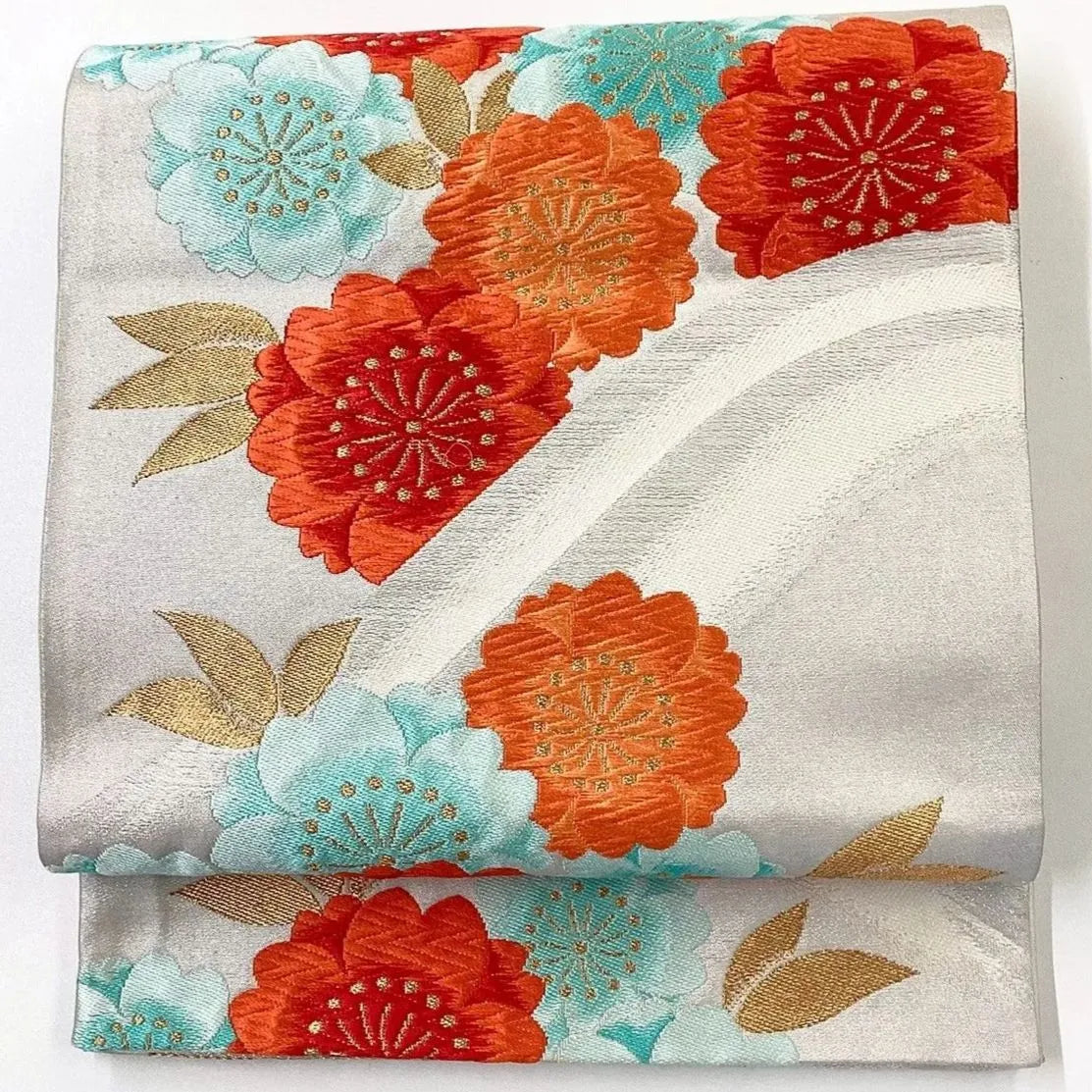 7261# Japanese Vintage Fukuro Obi Belt Kimono Fabric Silk Traditional Embroidery