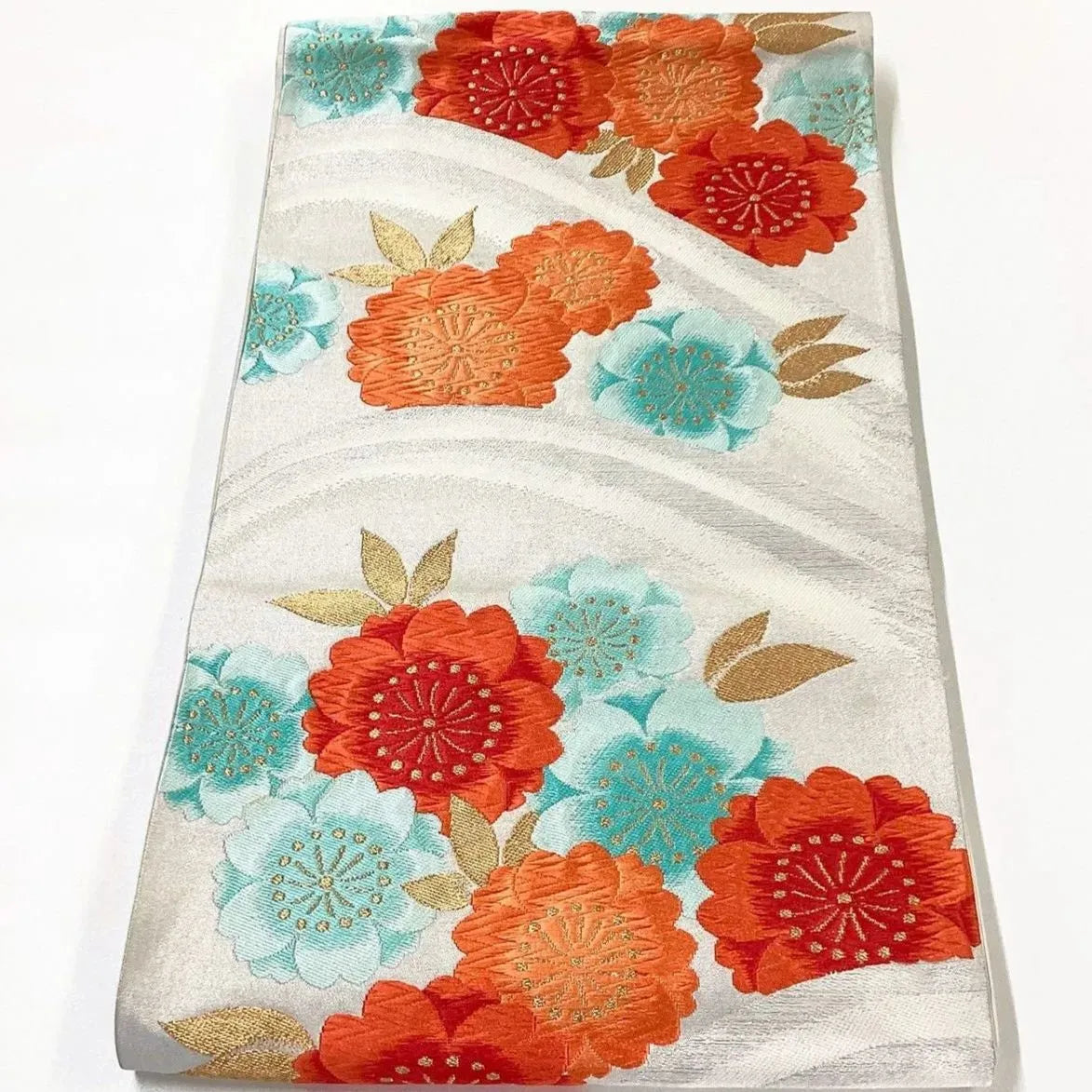 7261# Japanese Vintage Fukuro Obi Belt Kimono Fabric Silk Traditional Embroidery