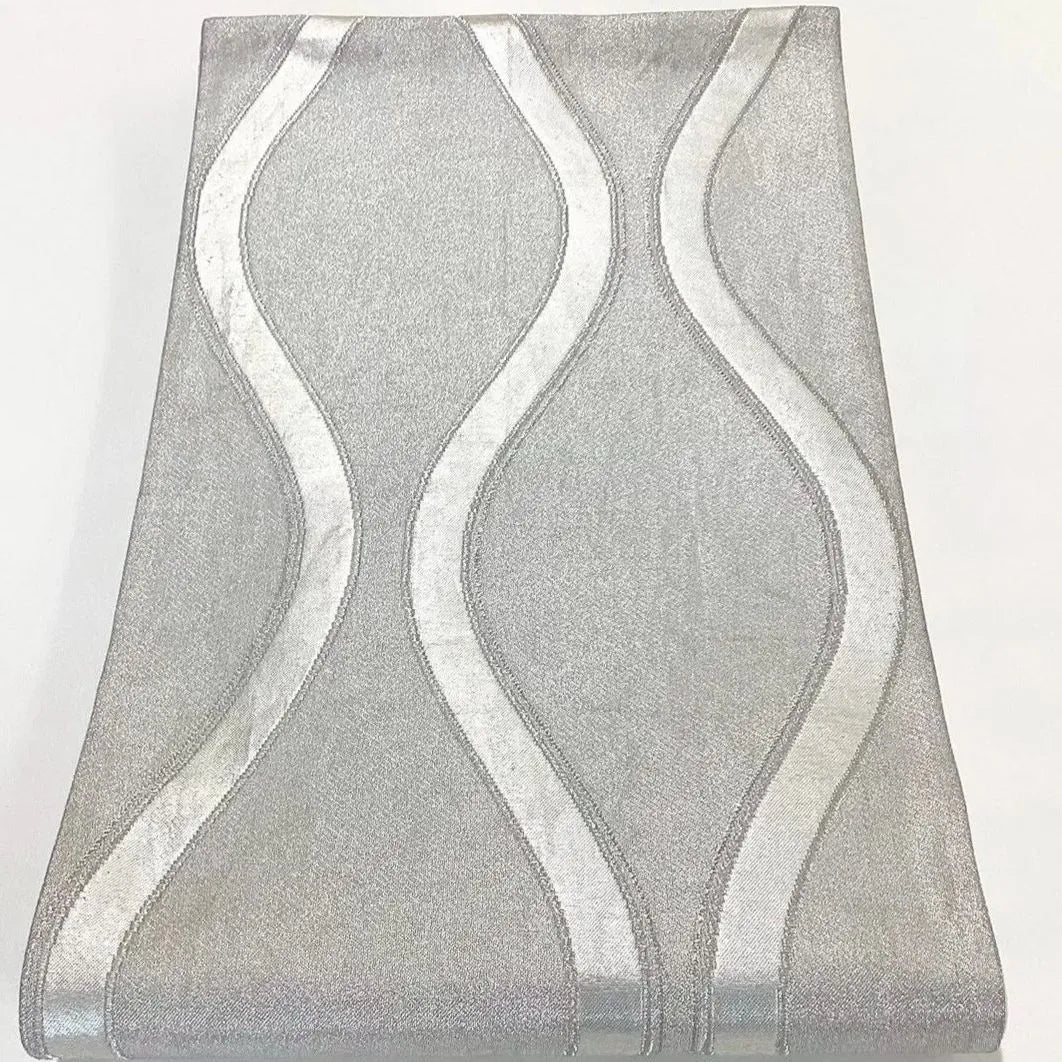 7271# Japanese Vintage Fukuro Obi Belt Kimono Fabric Silk Traditional Silver