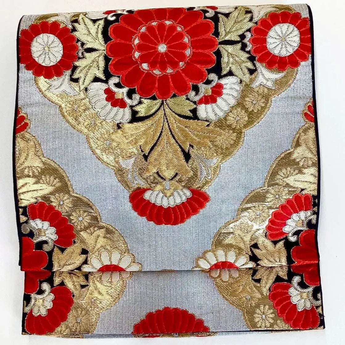 7249# Japanese Vintage Fukuro Obi Belt Kimono Fabric Silk Traditional Unfinished