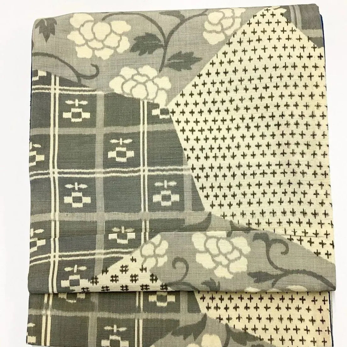 7273# Japanese Vintage Fukuro Obi Belt Kimono Fabric Silk All-over pattern　