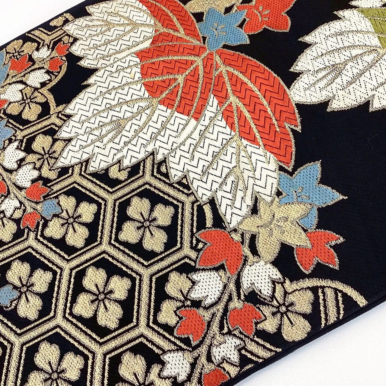 7280# Japanese Vintage Fukuro Obi Belt Kimono Fabric Silk Traditional Unfinished