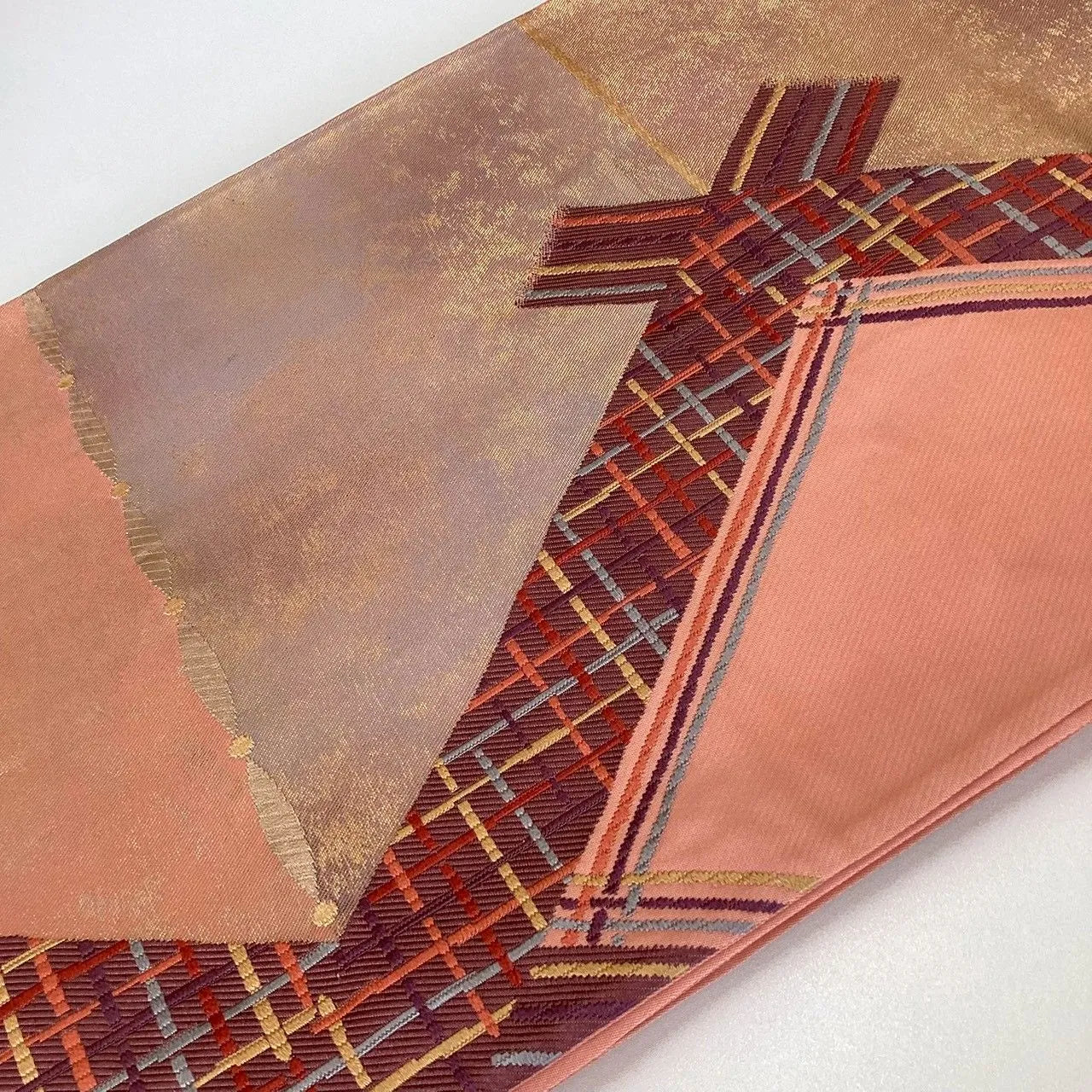 7282# Japanese Vintage Fukuro Obi Belt Kimono Fabric Silk Traditional Embroidery