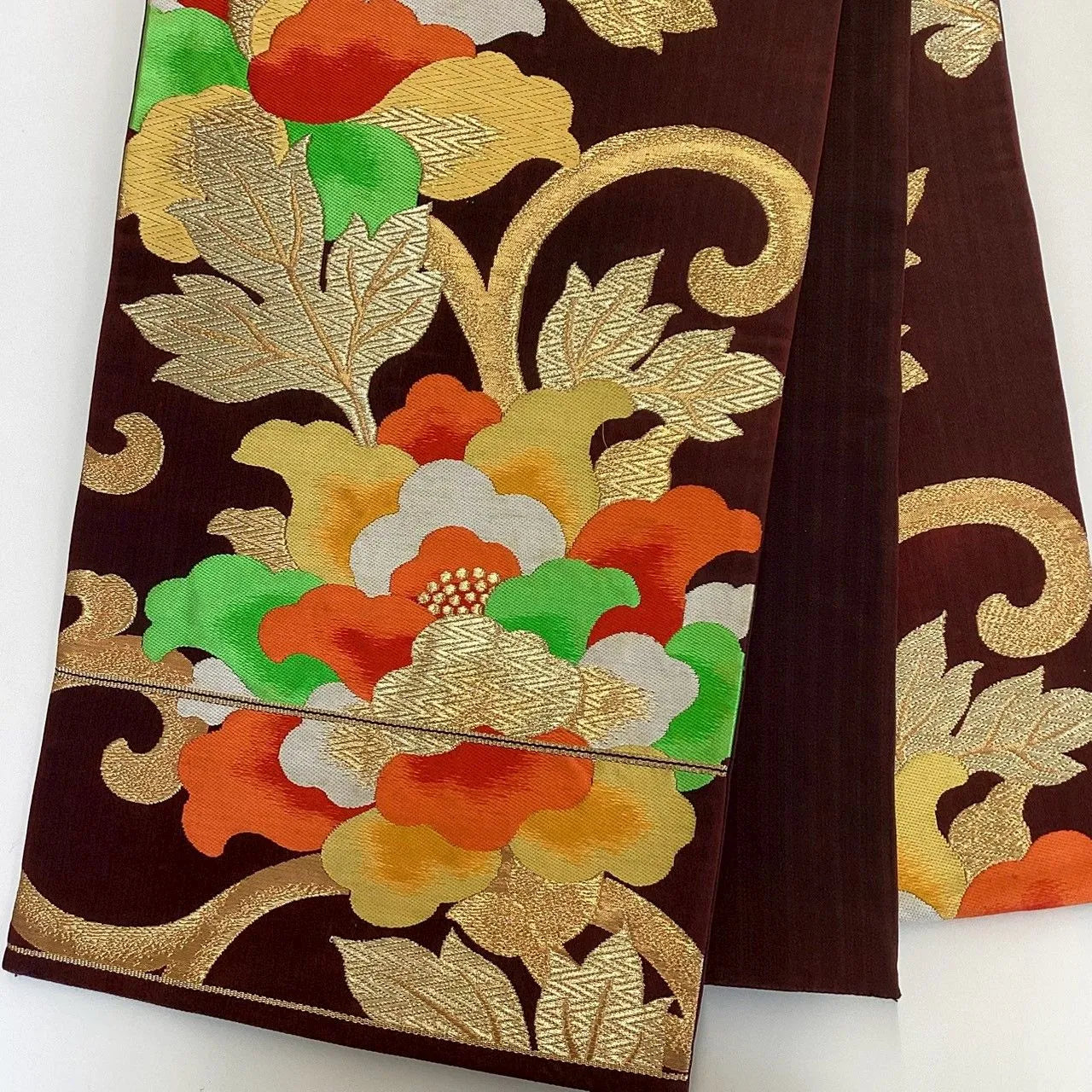 7285# Japanese Vintage Fukuro Obi Belt Kimono Fabric Silk Traditional