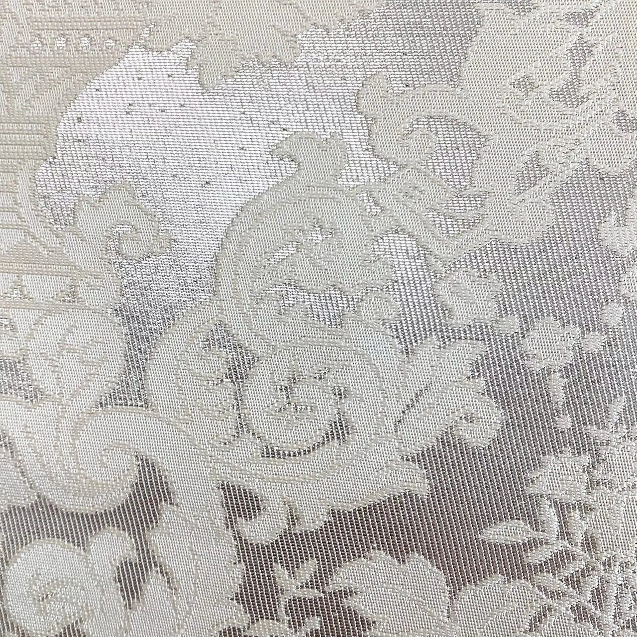 7290# Japanese Vintage Fukuro Obi Belt Kimono Fabric Silk Traditional Silver