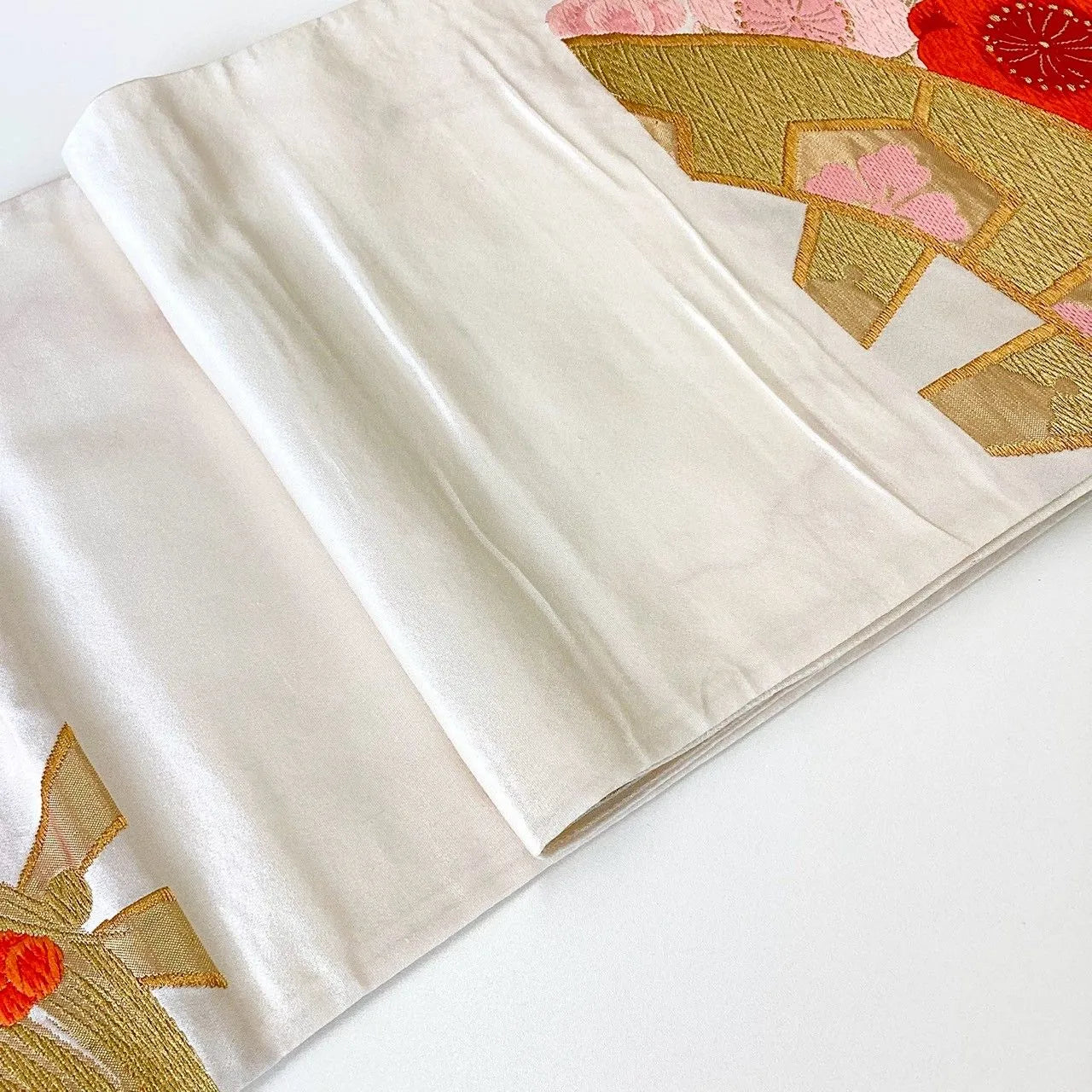 7292# Japanese Vintage Fukuro Obi Belt Kimono Fabric Silk Traditional