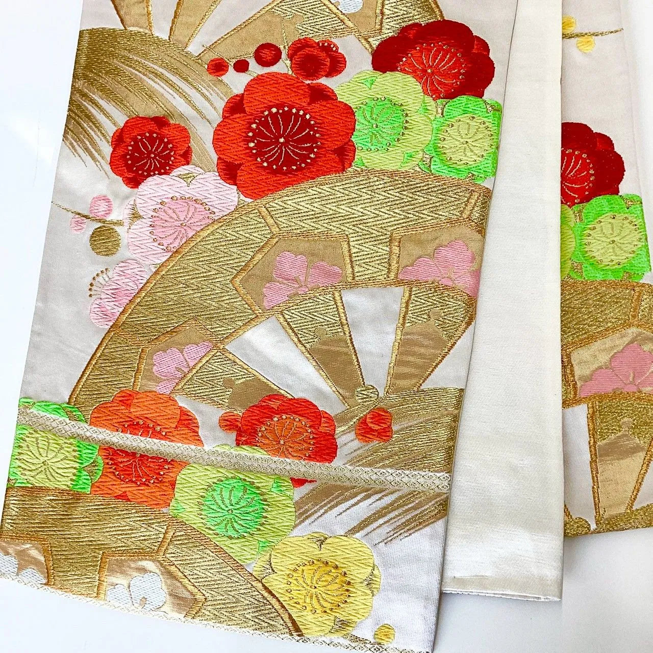 7292# Japanese Vintage Fukuro Obi Belt Kimono Fabric Silk Traditional