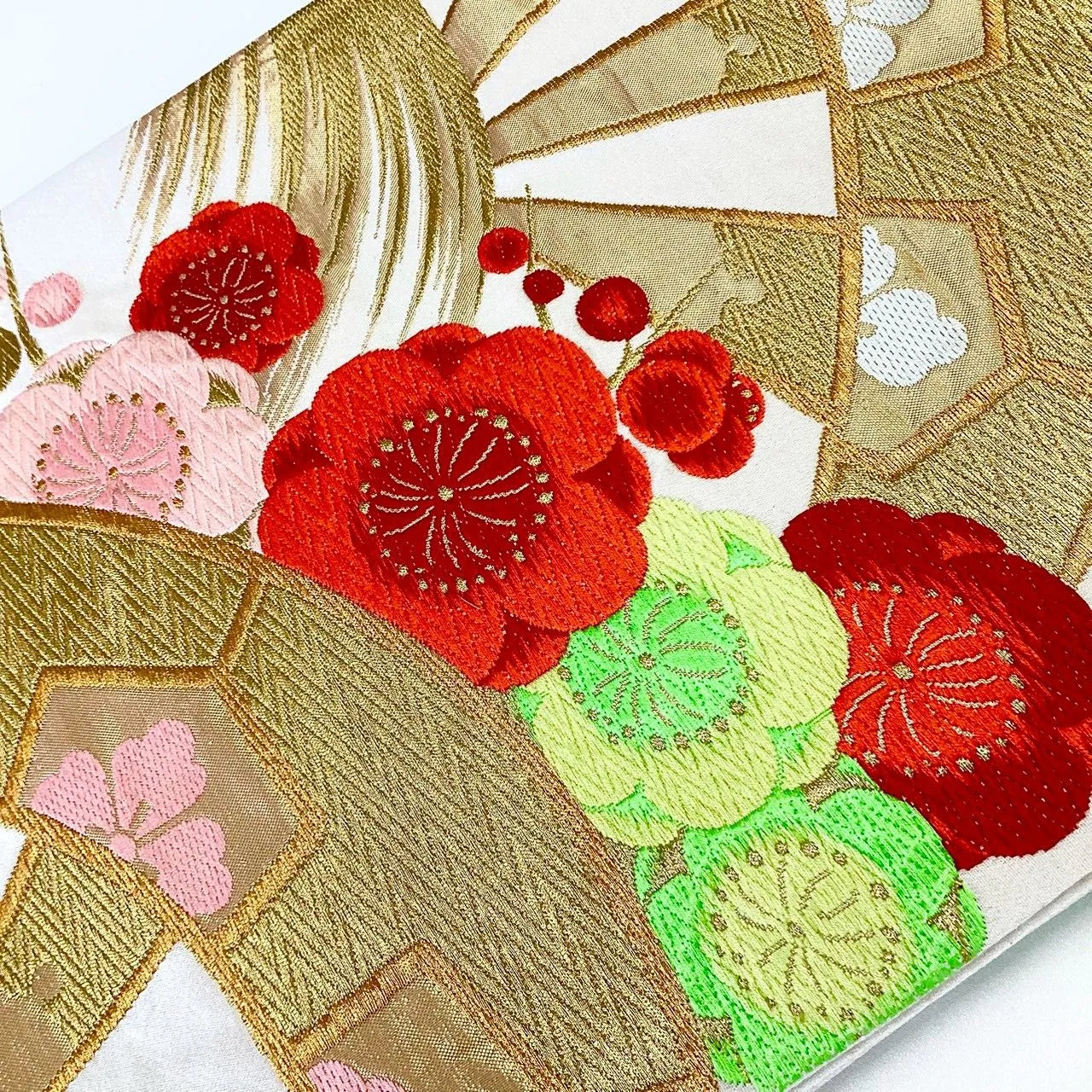 7292# Japanese Vintage Fukuro Obi Belt Kimono Fabric Silk Traditional