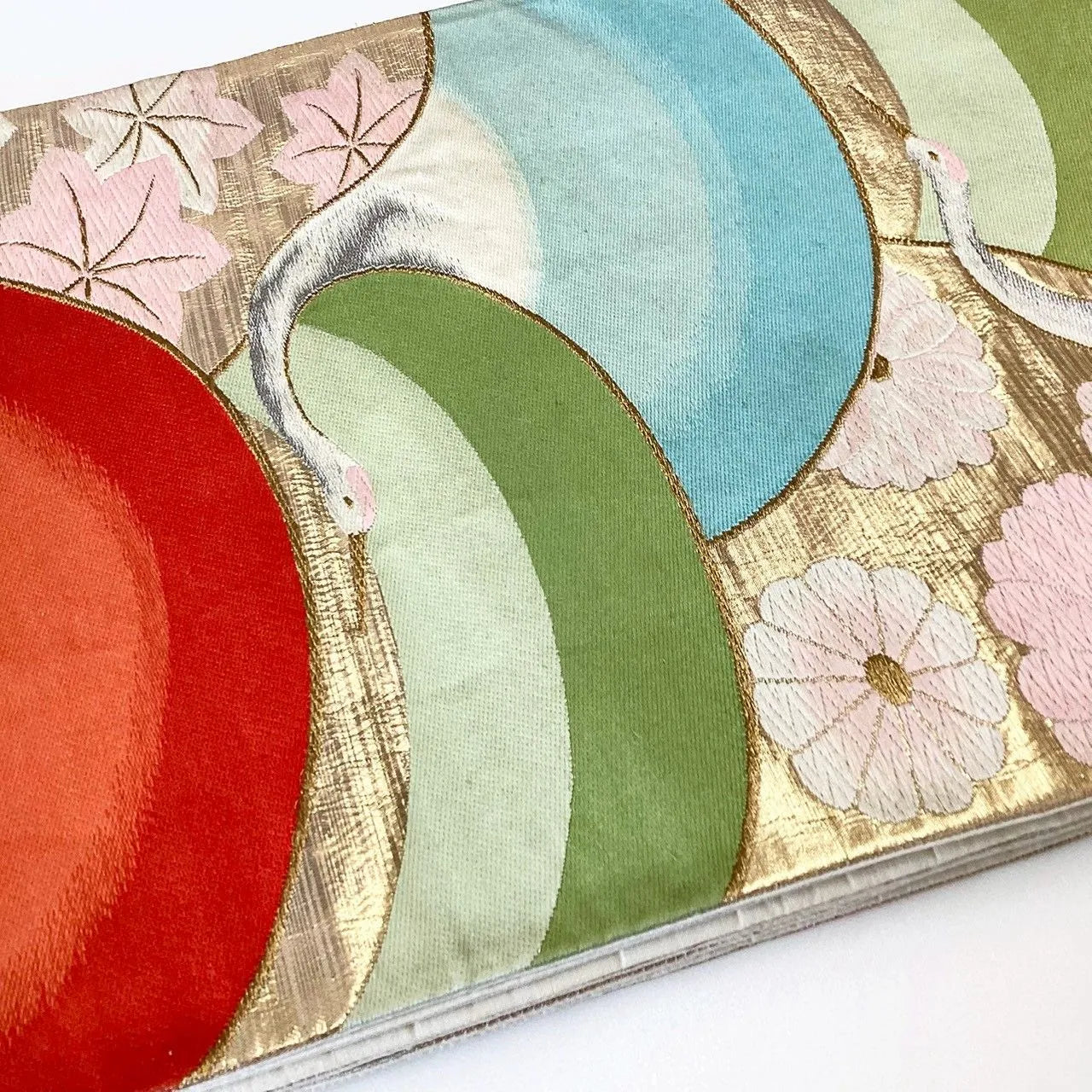 7293# Japanese Vintage Fukuro Obi Belt Kimono Fabric Silk Traditional