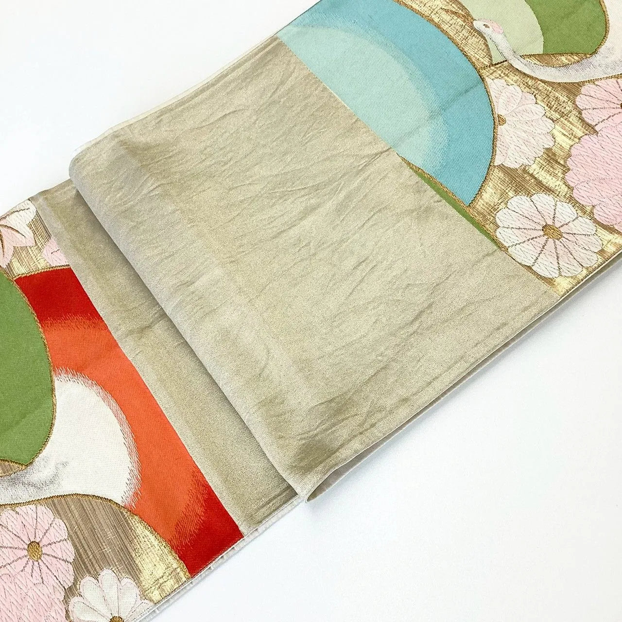 7293# Japanese Vintage Fukuro Obi Belt Kimono Fabric Silk Traditional