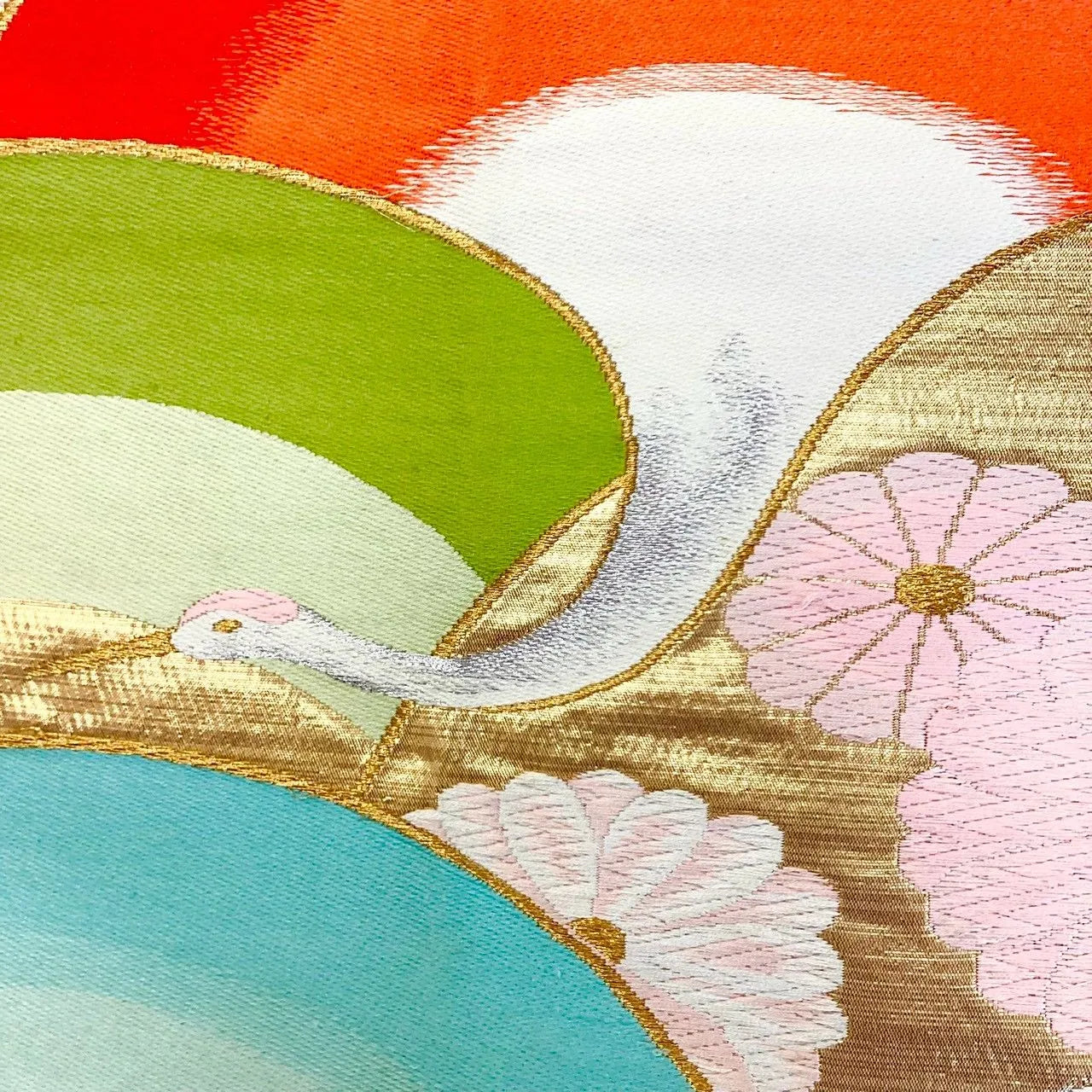 7293# Japanese Vintage Fukuro Obi Belt Kimono Fabric Silk Traditional